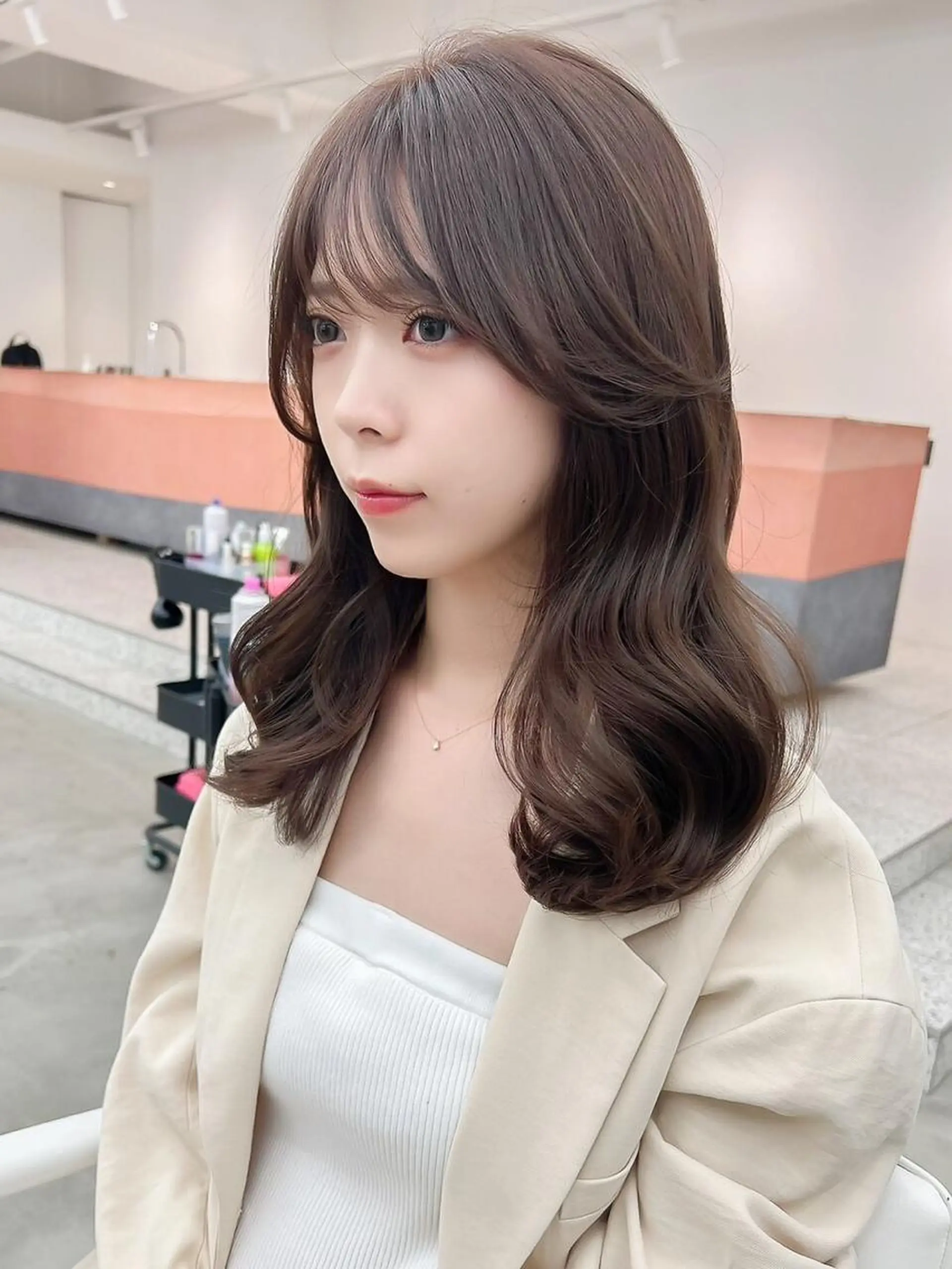 セミロング 顔周りカット 韓国風ヘア レイヤーカット カット トリートメント noe tton 【ノエ トトン】所属・だいや/メンズパーマ メンズカット/名古屋のヘアスタイル