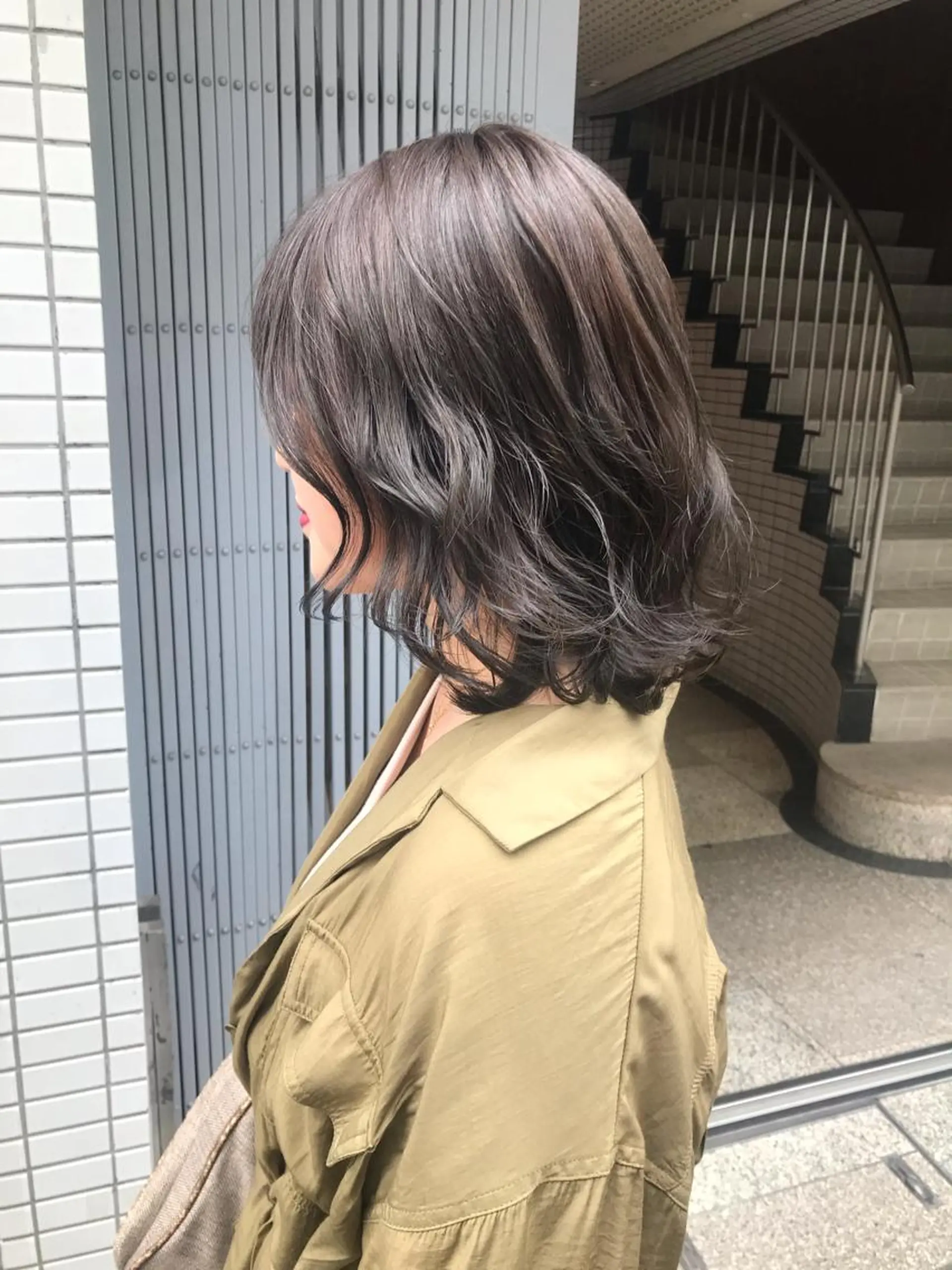 ミディアム カラー 透明感カラー グレージュ 🫧透明感カラー/ ボブ/小笠原汐海🪽のヘアスタイル