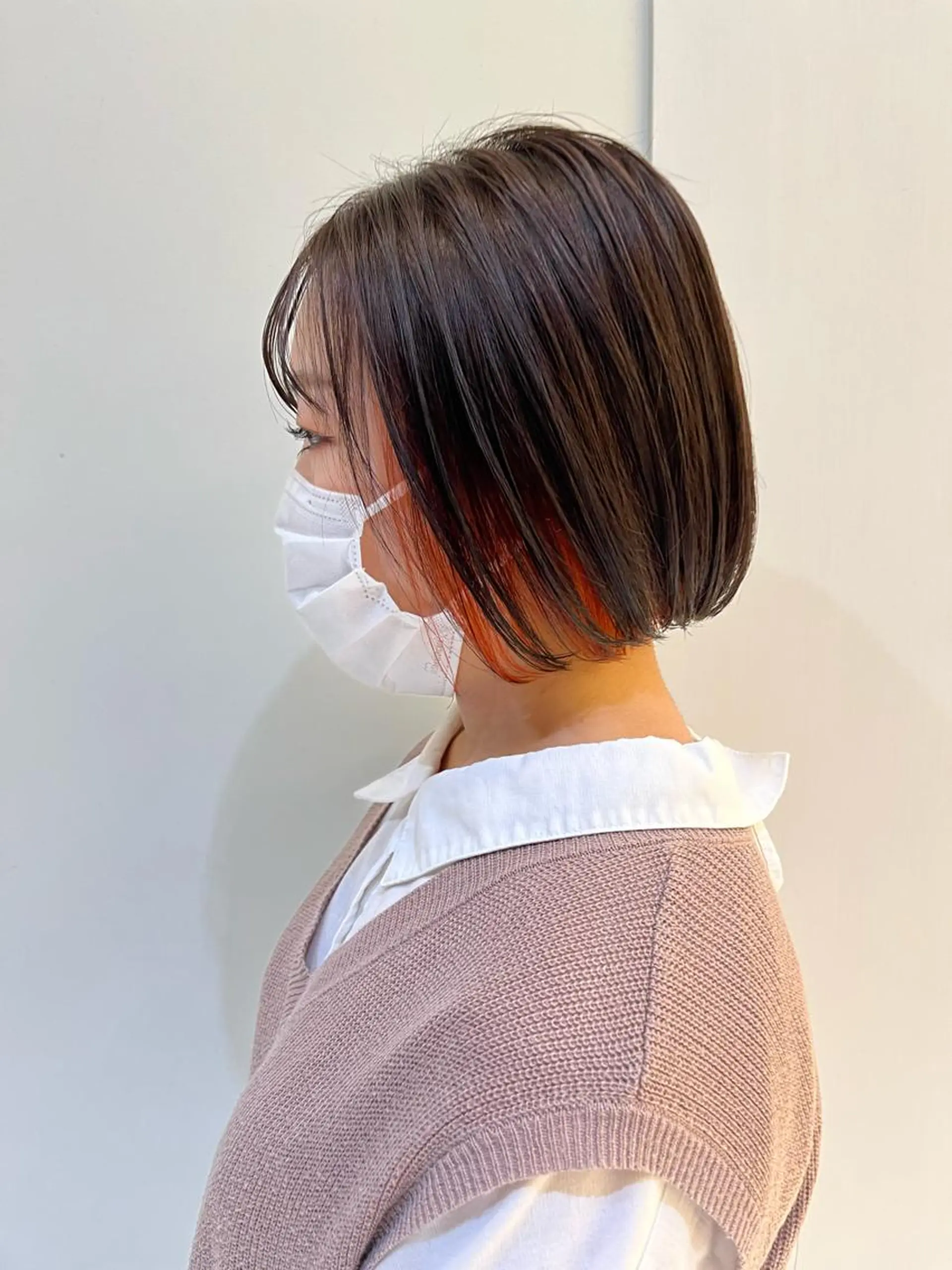 ショート カラー オレンジ ボブ 💠つたふうか/ 韓国/メンズヘア💠のヘアスタイル