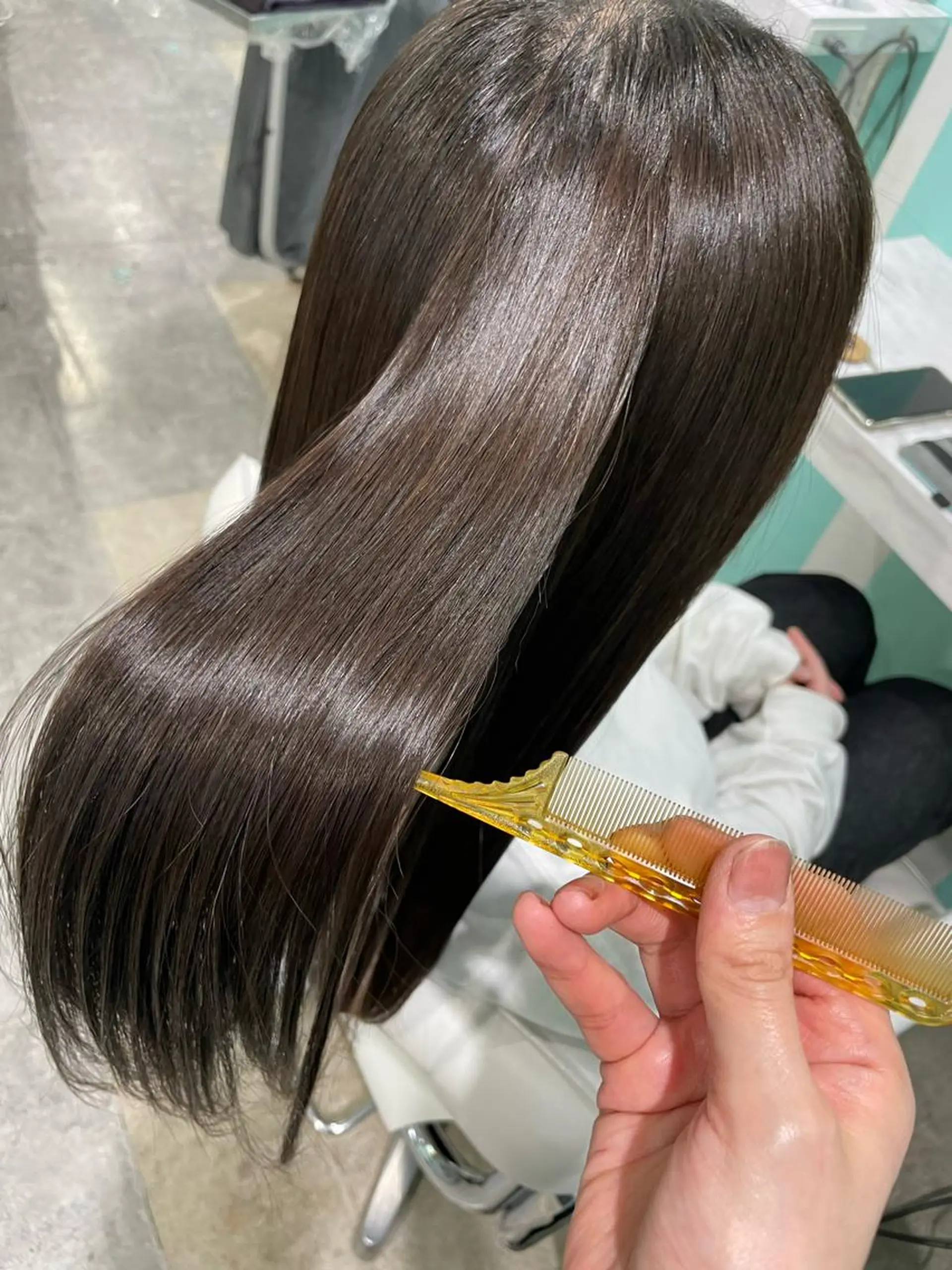 ロング 縮毛矯正 縮毛矯正 原 千景のヘアスタイル