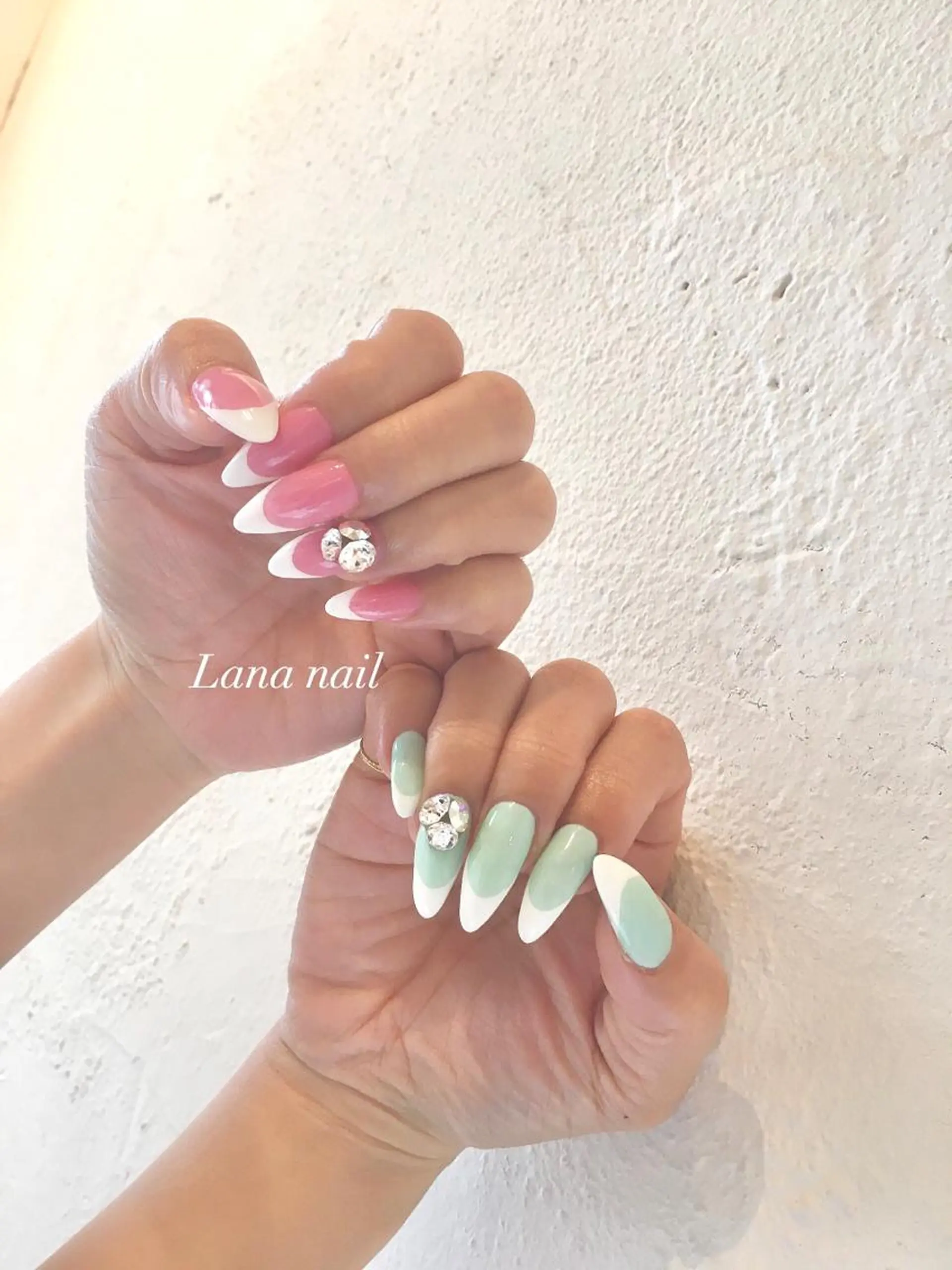 ネイル フレンチネイル ストーンネイル ハンドネイル Lana nailのネイルデザイン