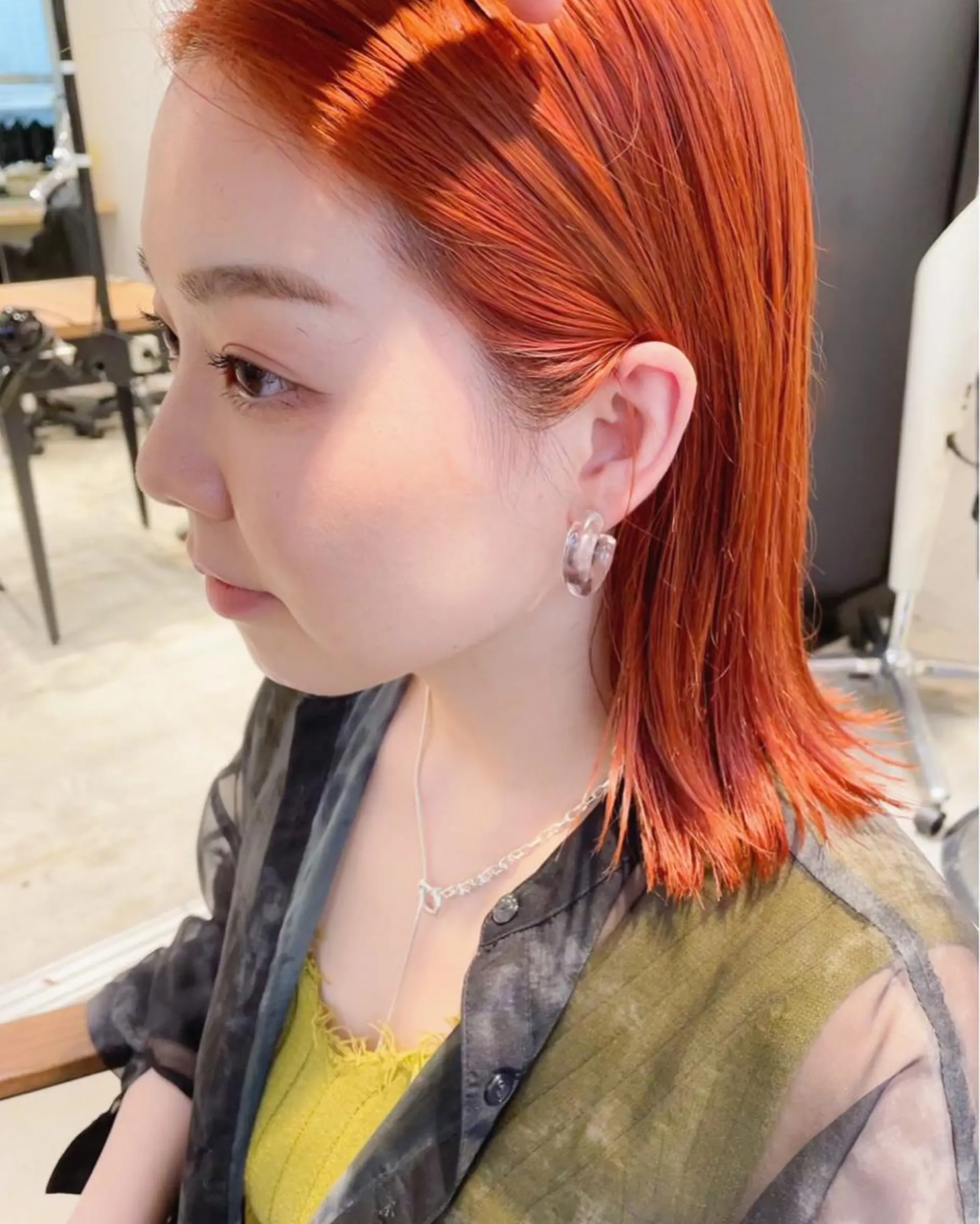ミディアム カラー オレンジ カット ヘアカラー トリートメント 村上雅人 ナチュラルモードのヘアスタイル