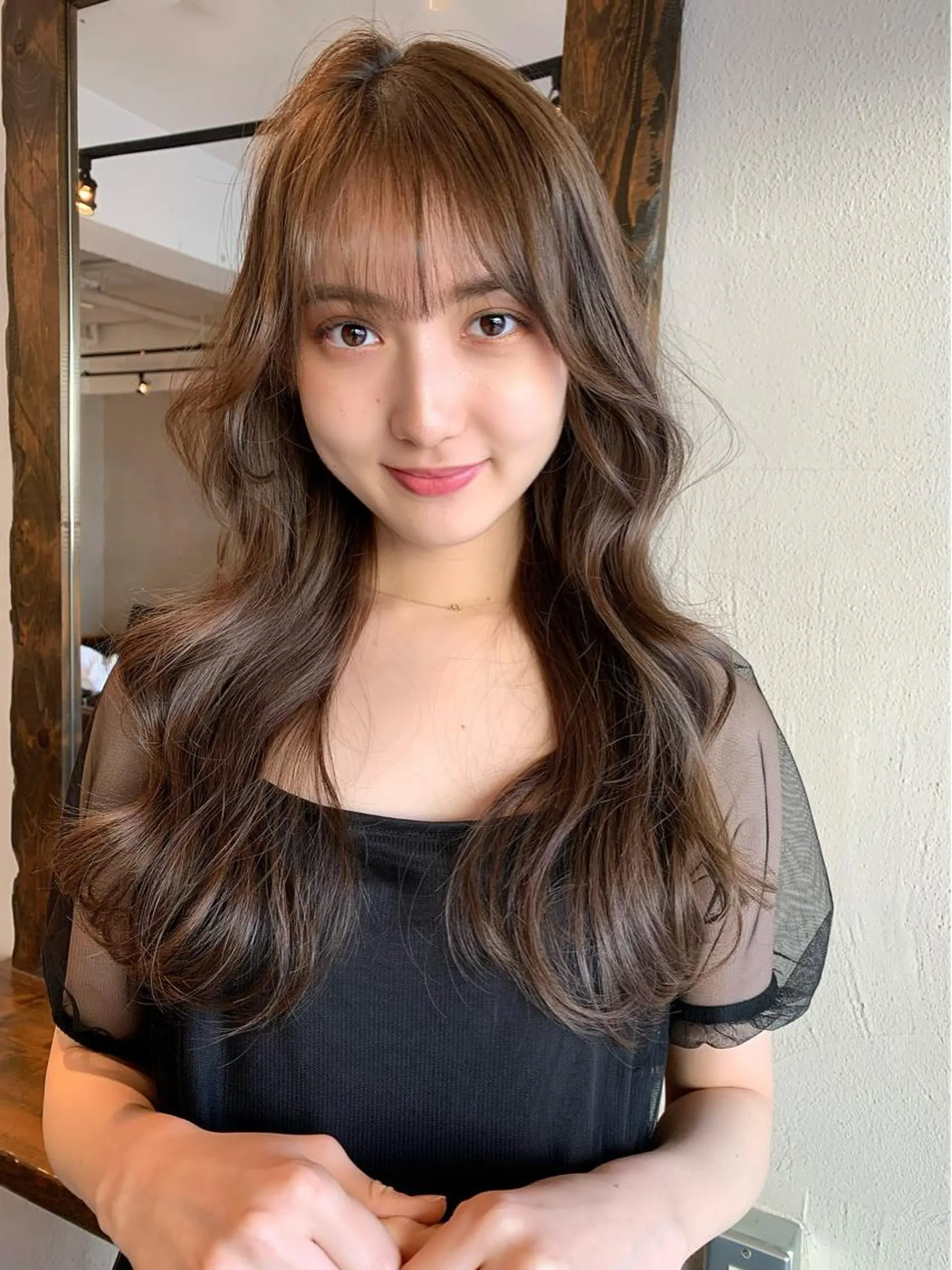 ロング カラー カット ヘアカラー トリートメント ヘッドスパ 透明感/オリーブ/ グレージュ/YUKAのヘアスタイル