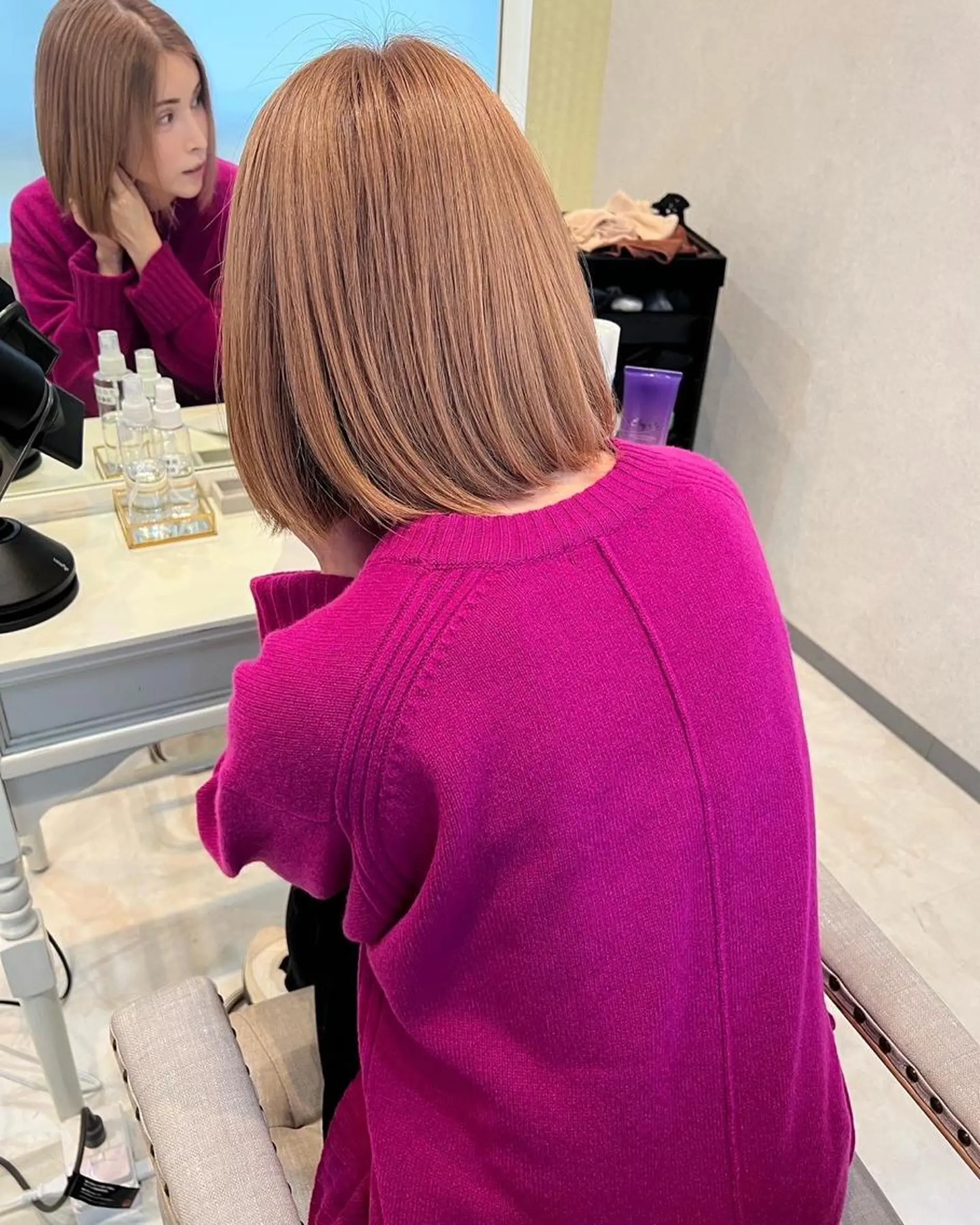 ミディアム カラー ヘアアレンジ 赤みゼロカラー 藤並純のヘアスタイル