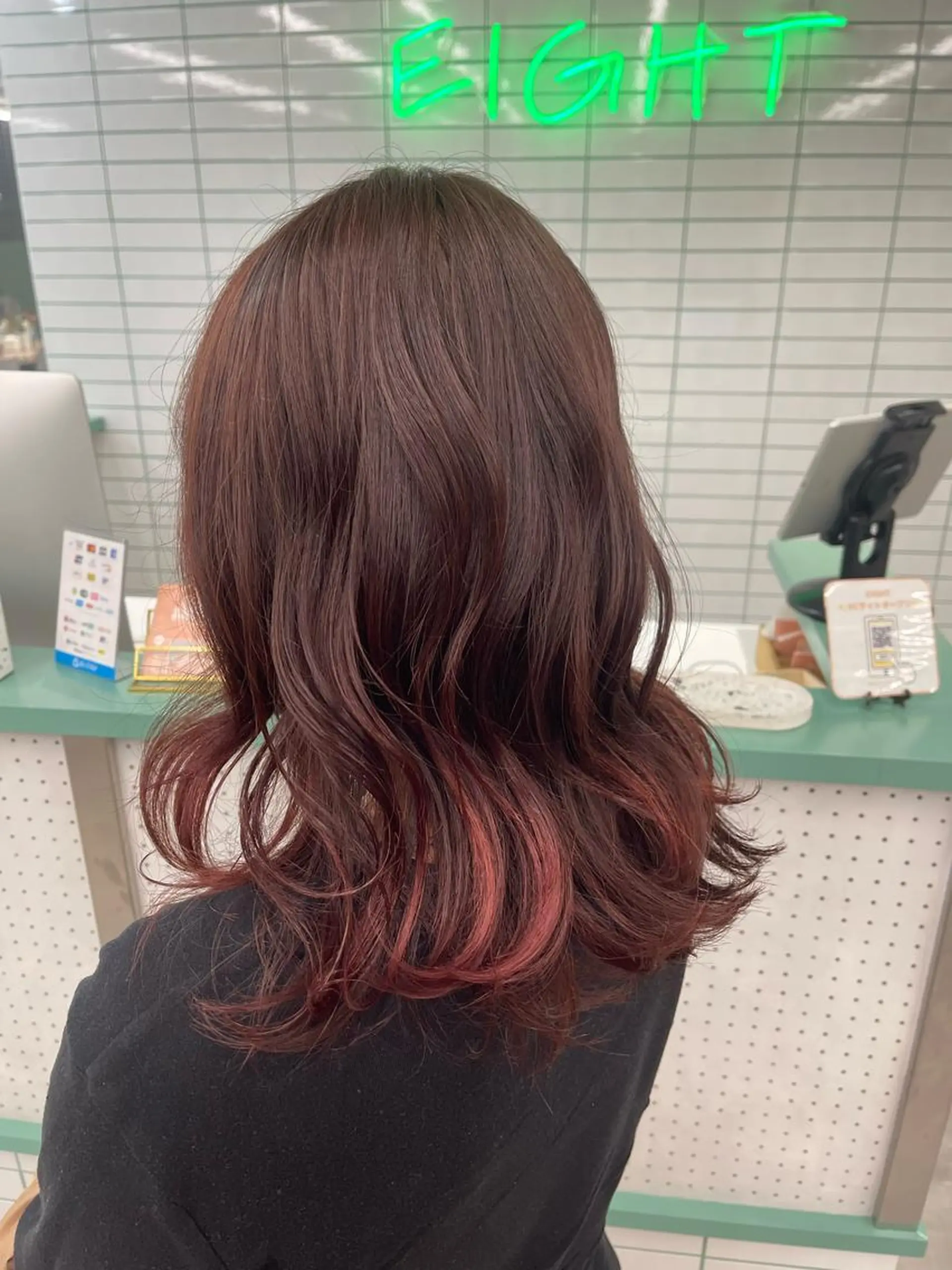 ミディアム カラー ブリーチ ピンクカラー レッドカラー 🌿新木 彩加🌿のヘアスタイル