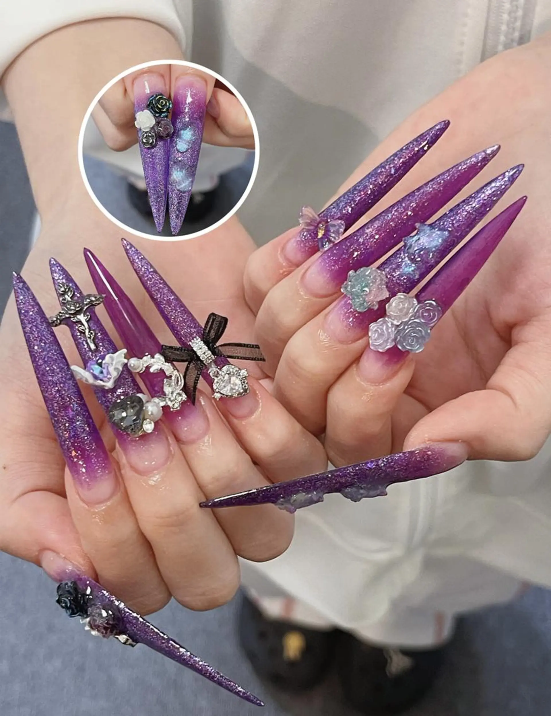 ネイル 長さ出し グラデーション 卒業式 キラキラネイル マグネットネイル ハンドネイル YUNA Belle Nail 池袋のネイルデザイン