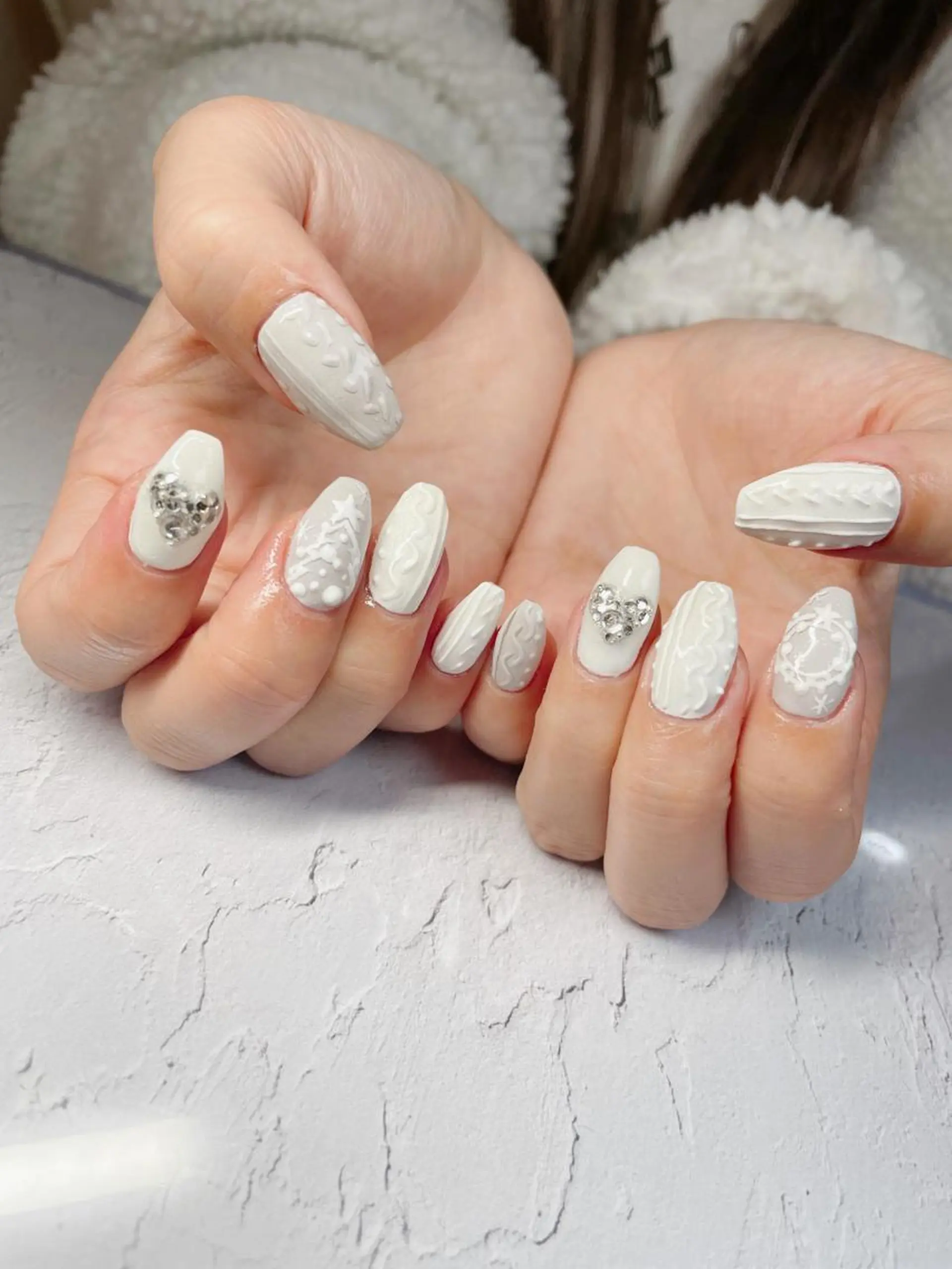 ネイル 冬ネイル クリスマス ハンドネイル LaLa Peach 福岡のマツエク・マツパデザイン