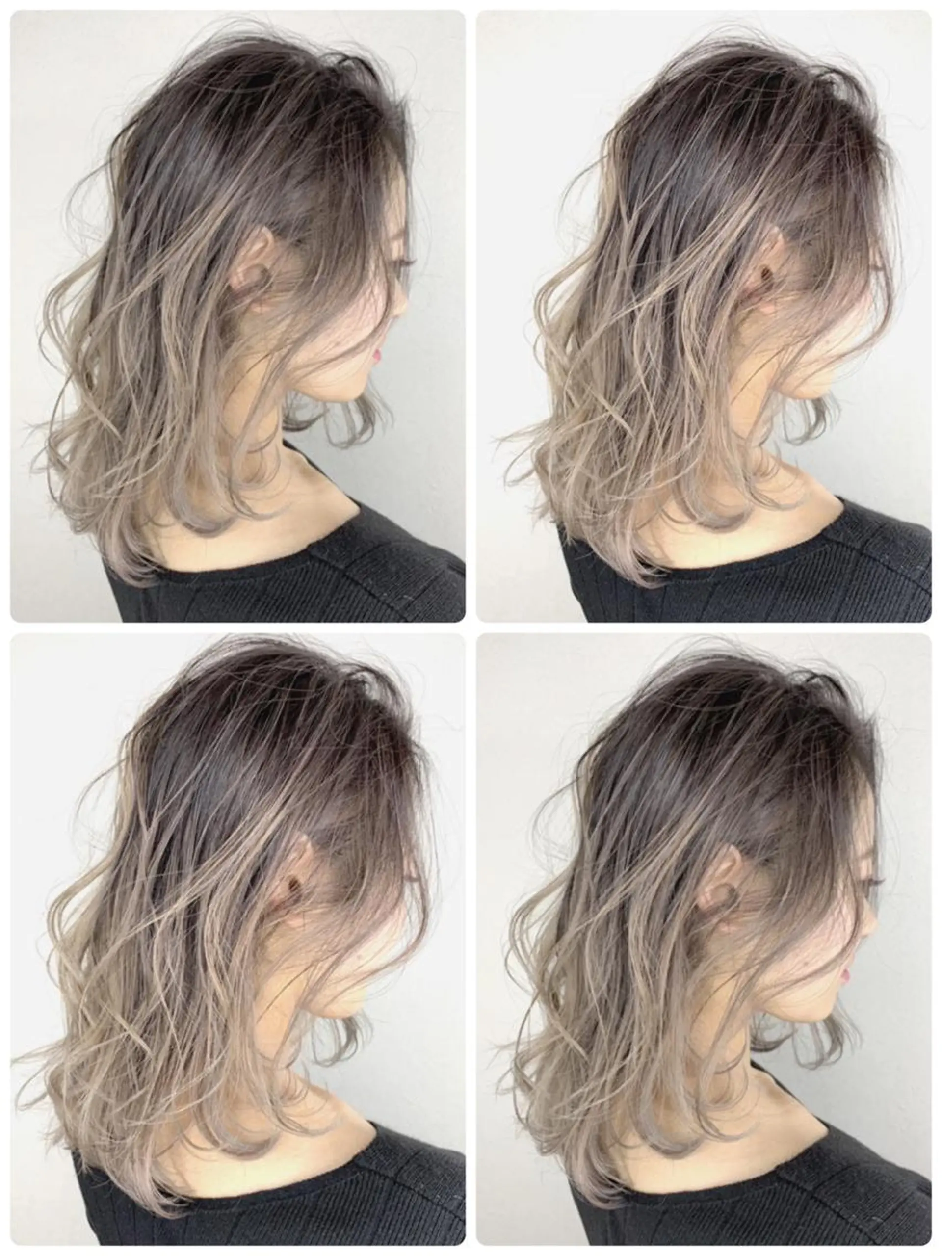 ミディアム カラー バレイヤージュ レイヤーカット ハイトーンブリーチ 土坂　由志【京都】のヘアスタイル