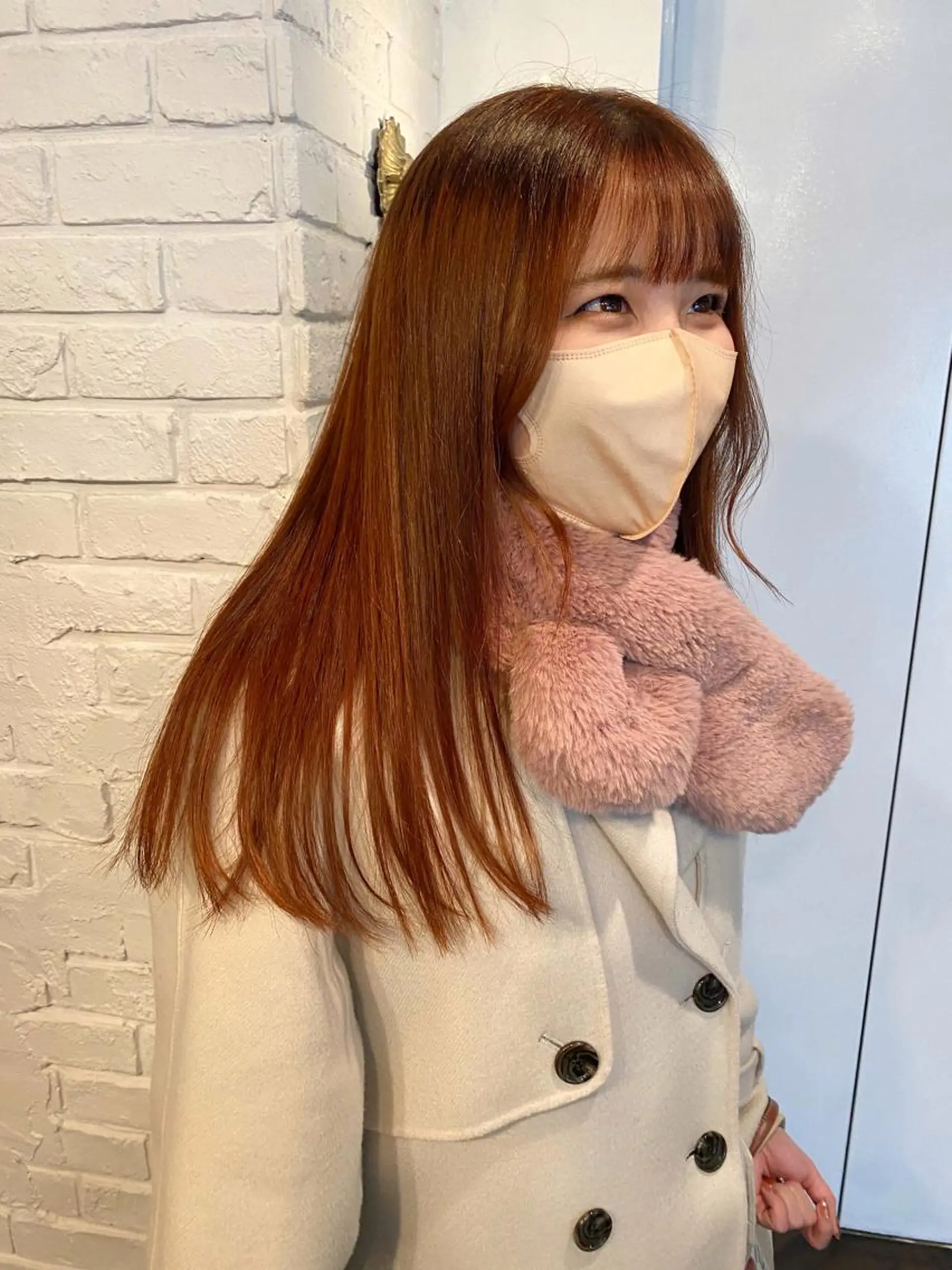 ロング カラー ヘアアレンジ ブラウンカラー オレンジ オレンジブラウン ヨシンモリ 韓国風ヘア レイヤーカット×髪質 改善🇰🇷シオリのヘアスタイル