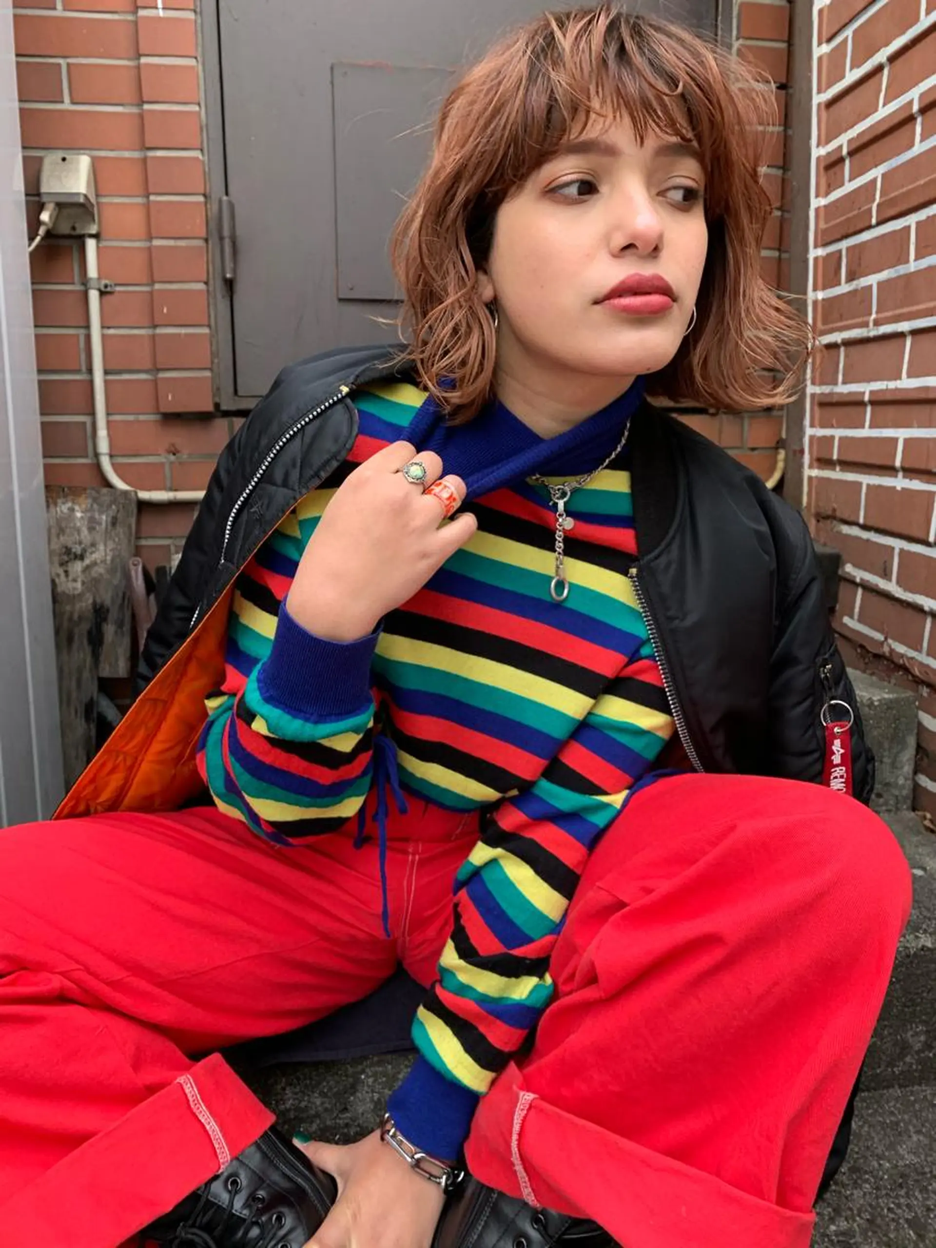 ミディアム カラー ヘアアレンジ ベージュカラー ブリーチ オレンジ オレンジベージュ ヘアカラー トリートメント 艶ハイトーン/ヘア アレンジAYAKAのヘアスタイル