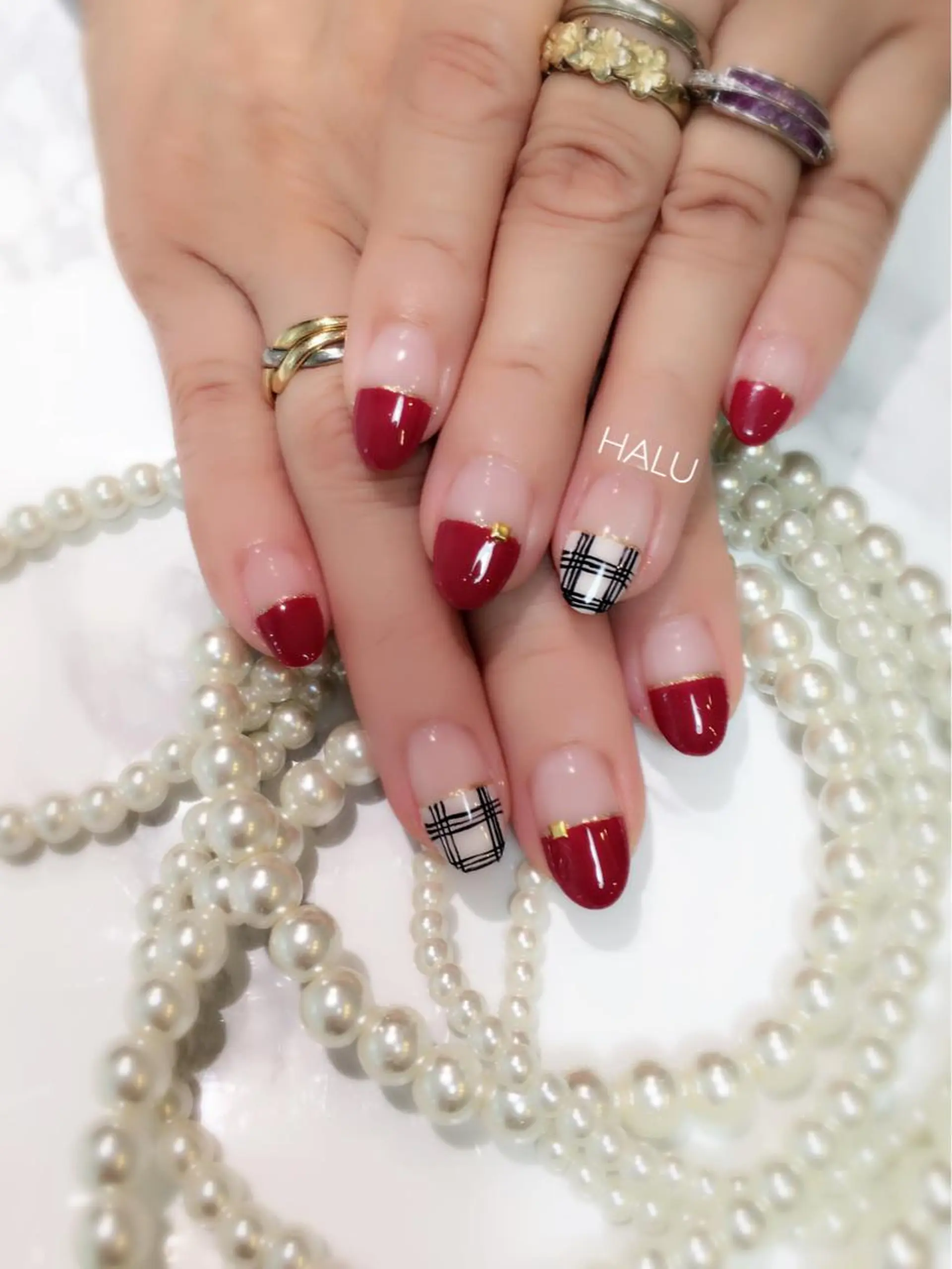 ネイル アートネイル ボルドー シンプルネイル HALU ハルのネイルデザイン
