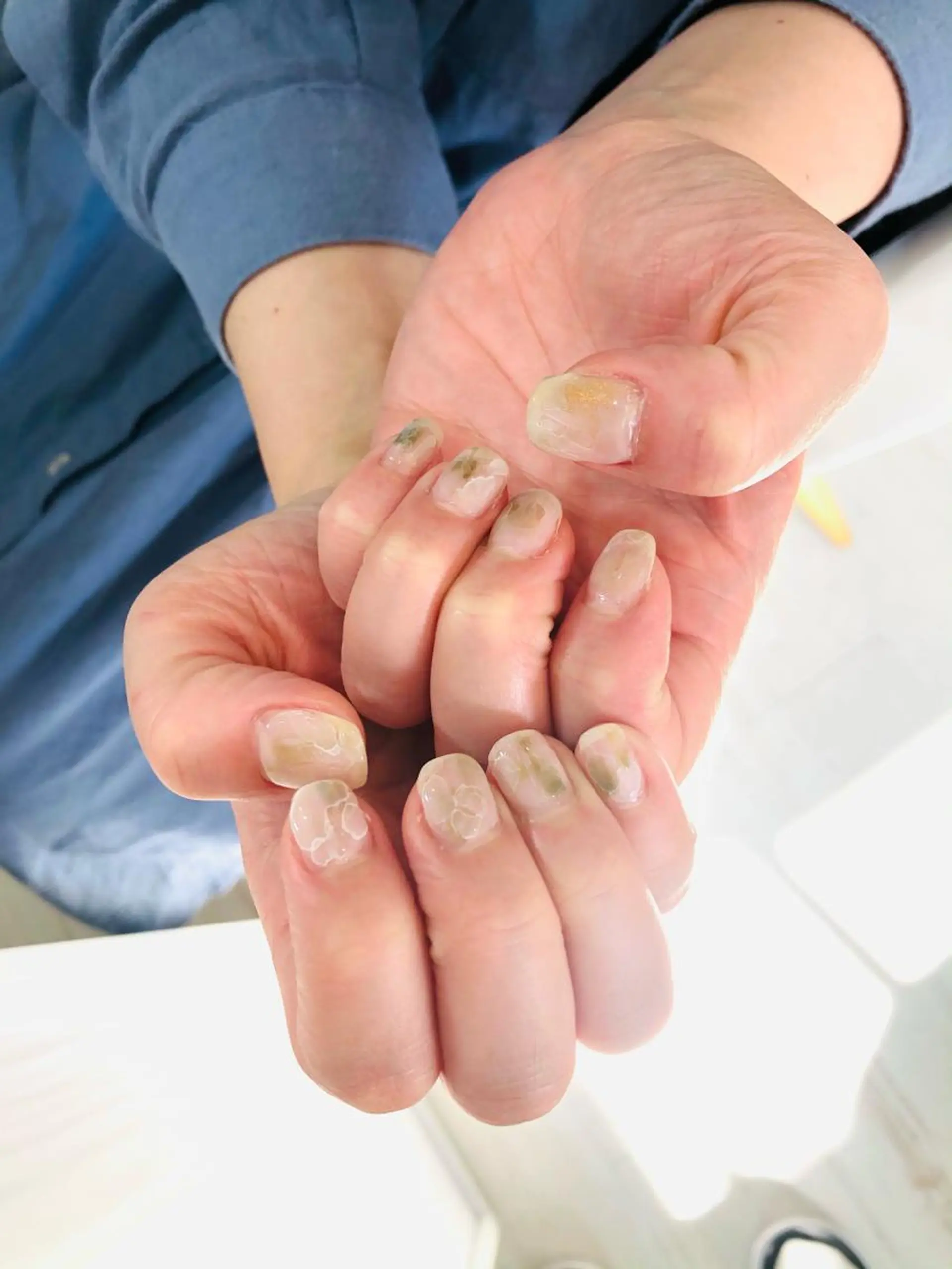 ネイル 入学式 フラッシュネイル フレンチネイル 卒業式 ラメ(グリッター) H3 hitoのネイルデザイン