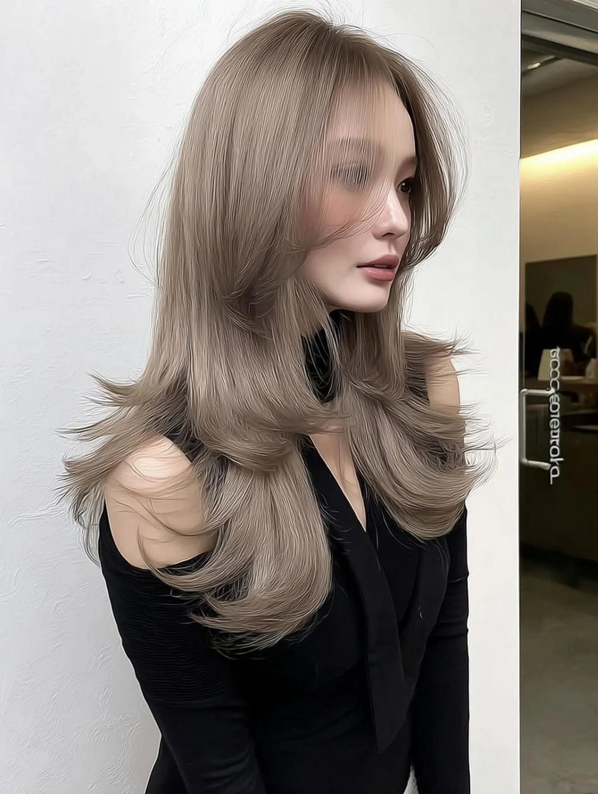 ロング ボブ 髪質改善 韓国風ヘア レイヤーカット 縮毛矯正 カット ヘアカラー トリートメント 橋本 眞穂のヘアスタイル