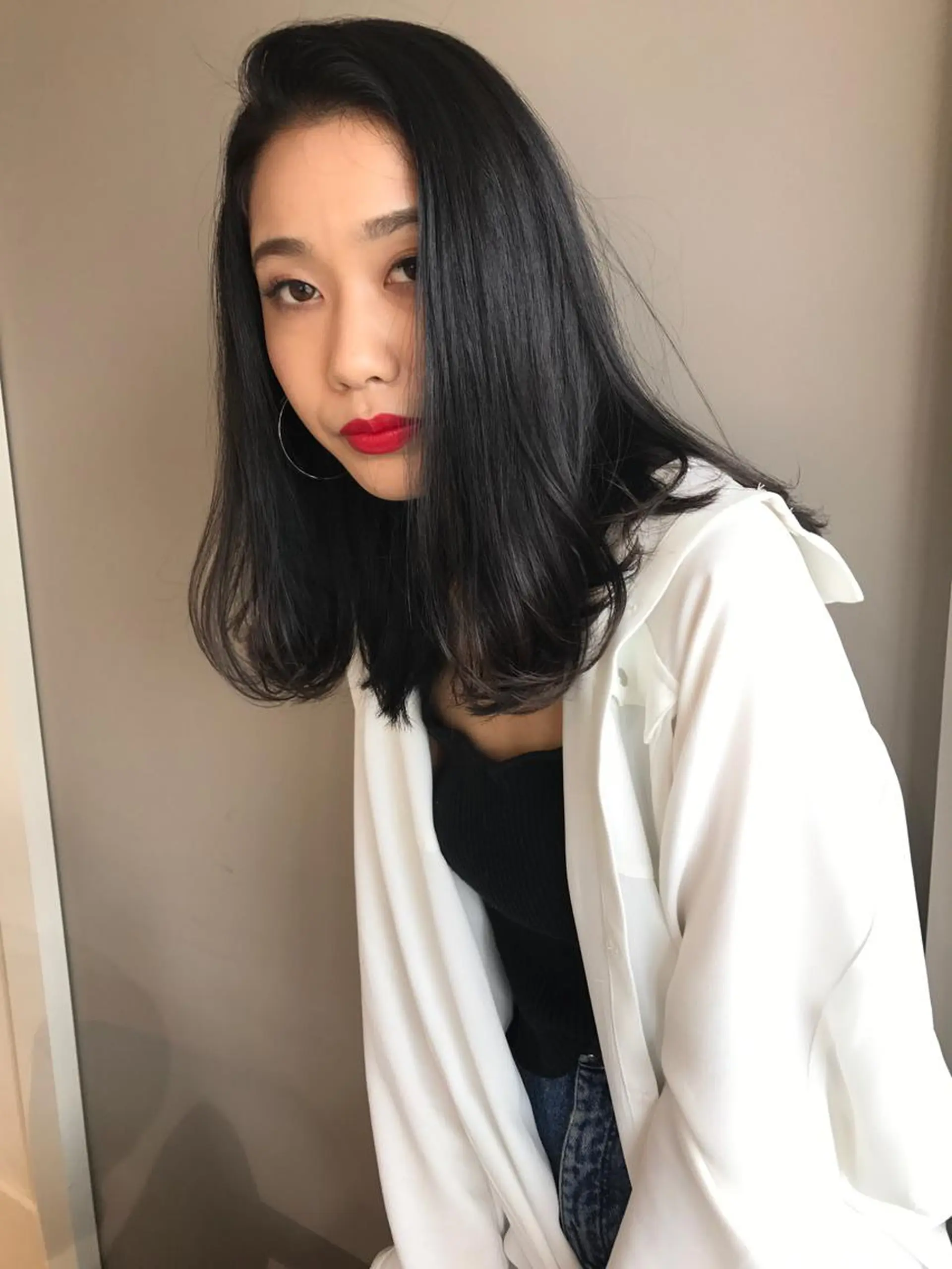 ミディアム カラー アッシュ 🇨🇳ワンホンヘア 下田鉄也のヘアスタイル