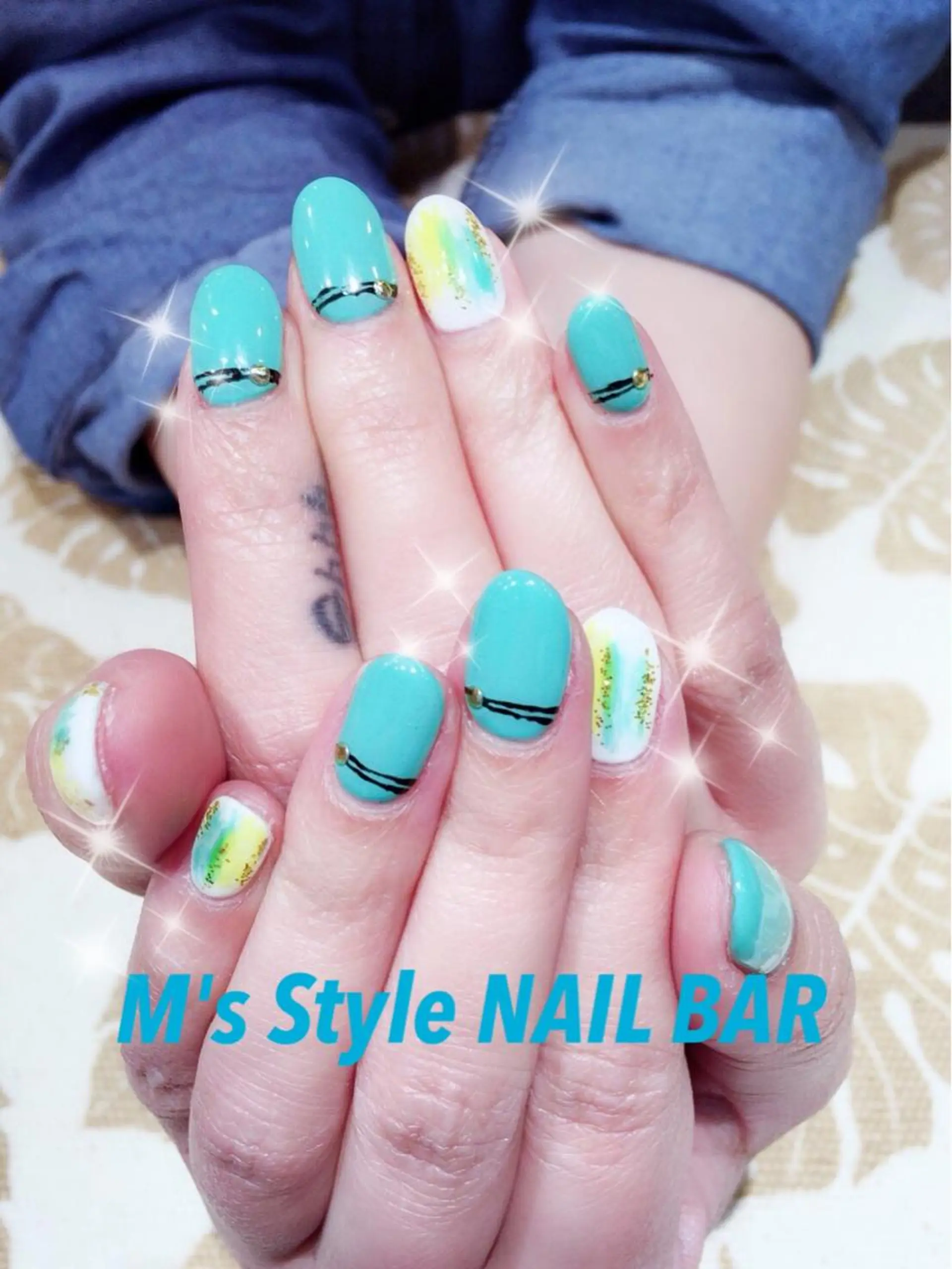 ネイル アートネイル グリーン ハンドネイル M's Style NAIL BARのネイルデザイン