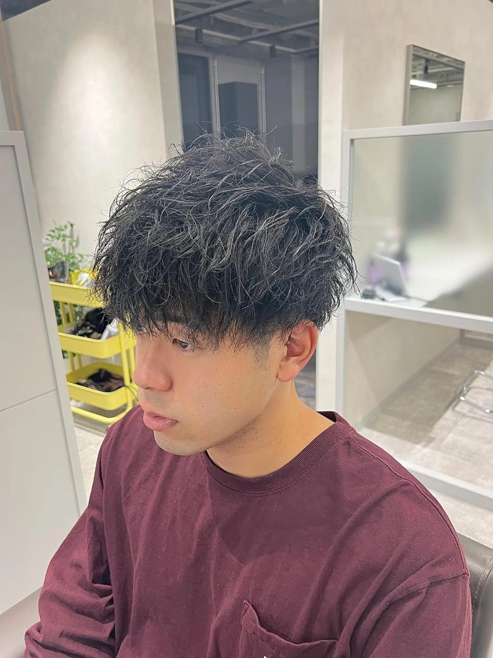 ショート カラー パーマ メンズ 関西センターパート メンズモデル募集のヘアスタイル