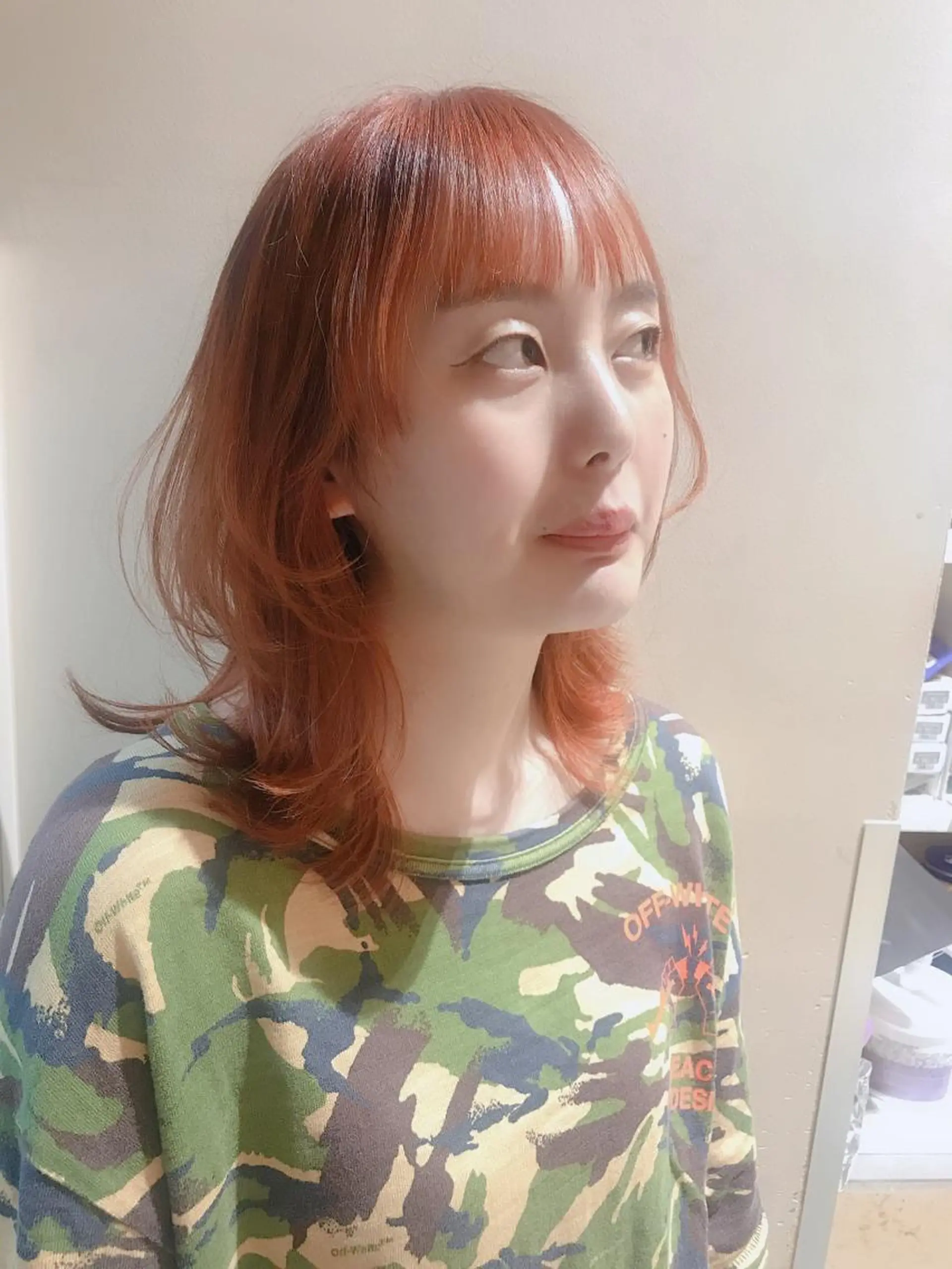 ミディアム カラー オレンジ ウルフカット Rondo岐阜公式/ 岐阜No.1髪質改善のヘアスタイル