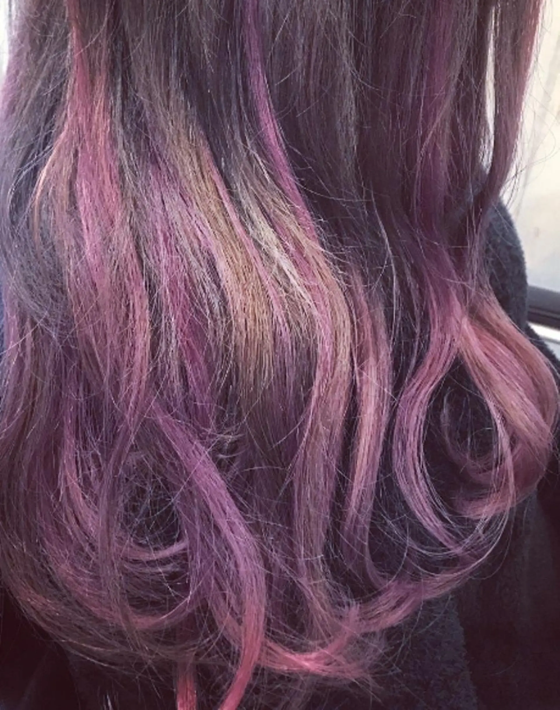 ロング カラー パーマ チビ編み込みエクステ シールEXどぅ〜すのヘアスタイル