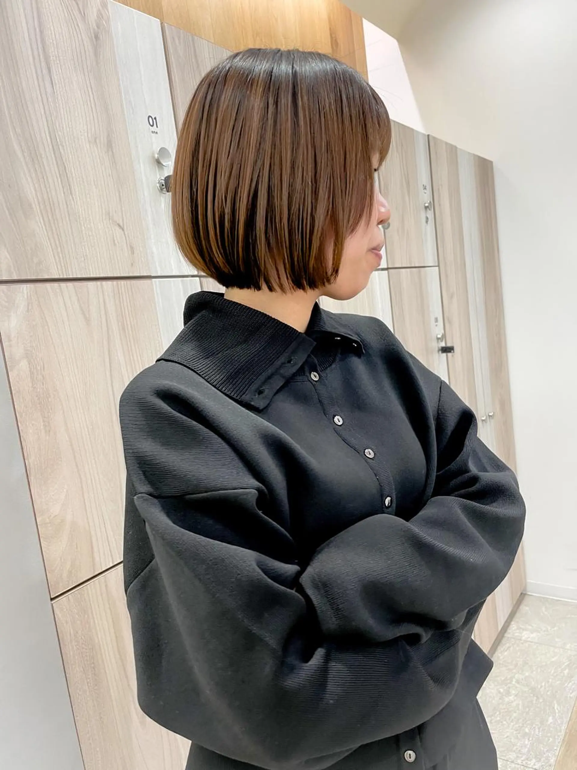 ミディアム カラー カット 緒方リエ 時短ショート・ボブのヘアスタイル