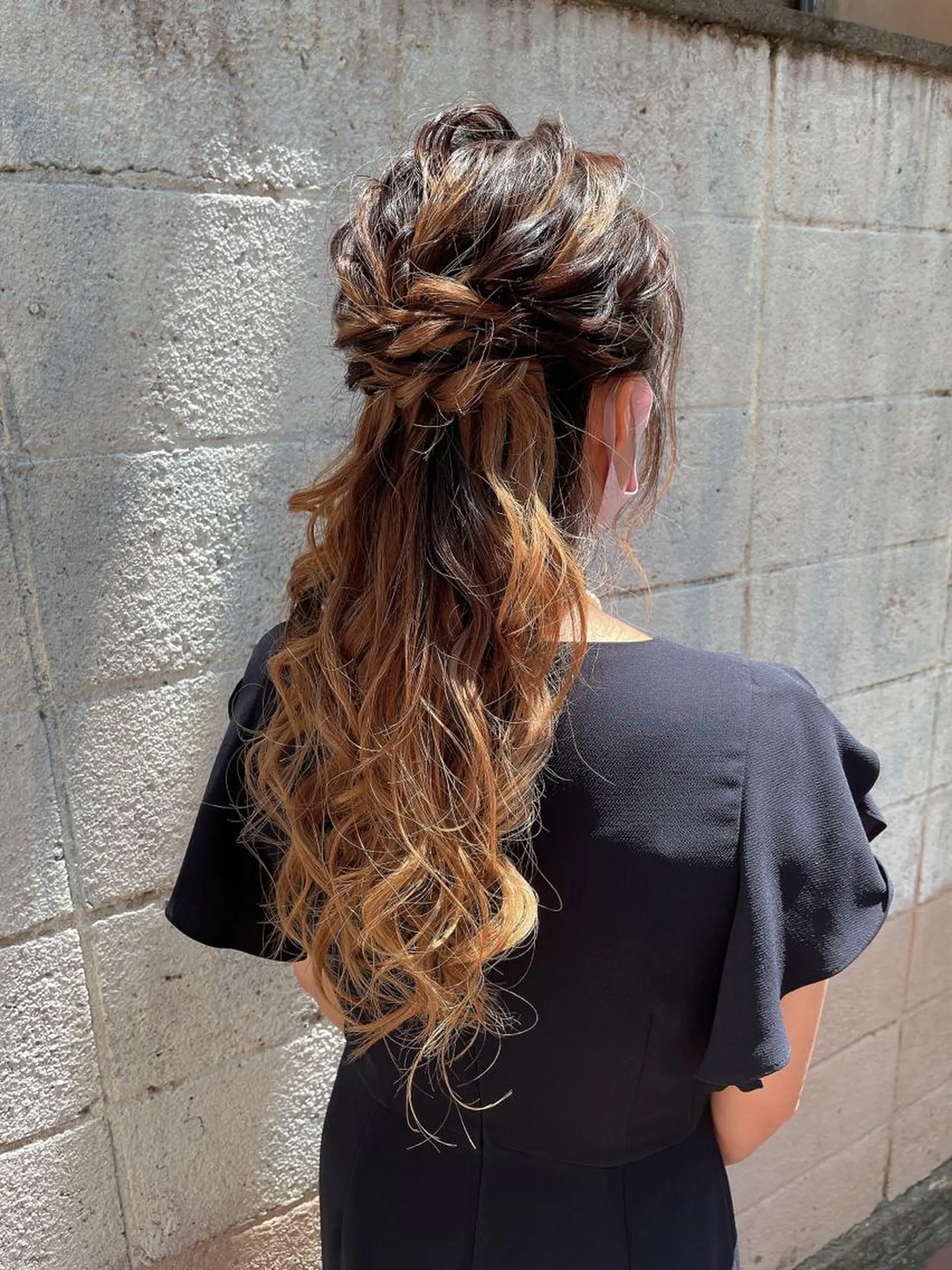 ロング ヘアアレンジ ハーフアップ ヘアセット ヘアアレンジ にいた　かづしげのヘアスタイル