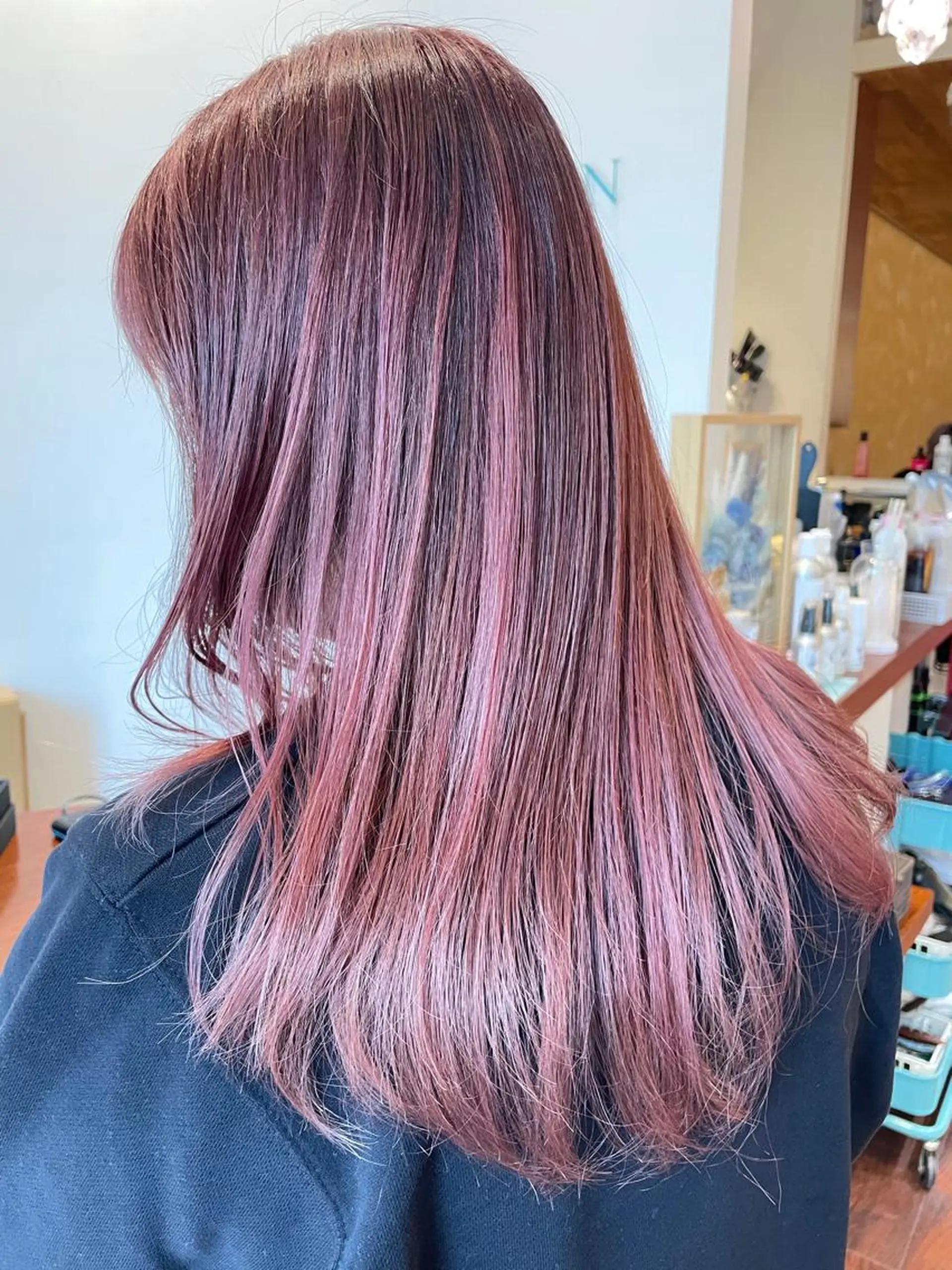 ロング カラー ピンクカラー カット ヘアカラー トリートメント CoCooN 店長 さのえみのヘアスタイル