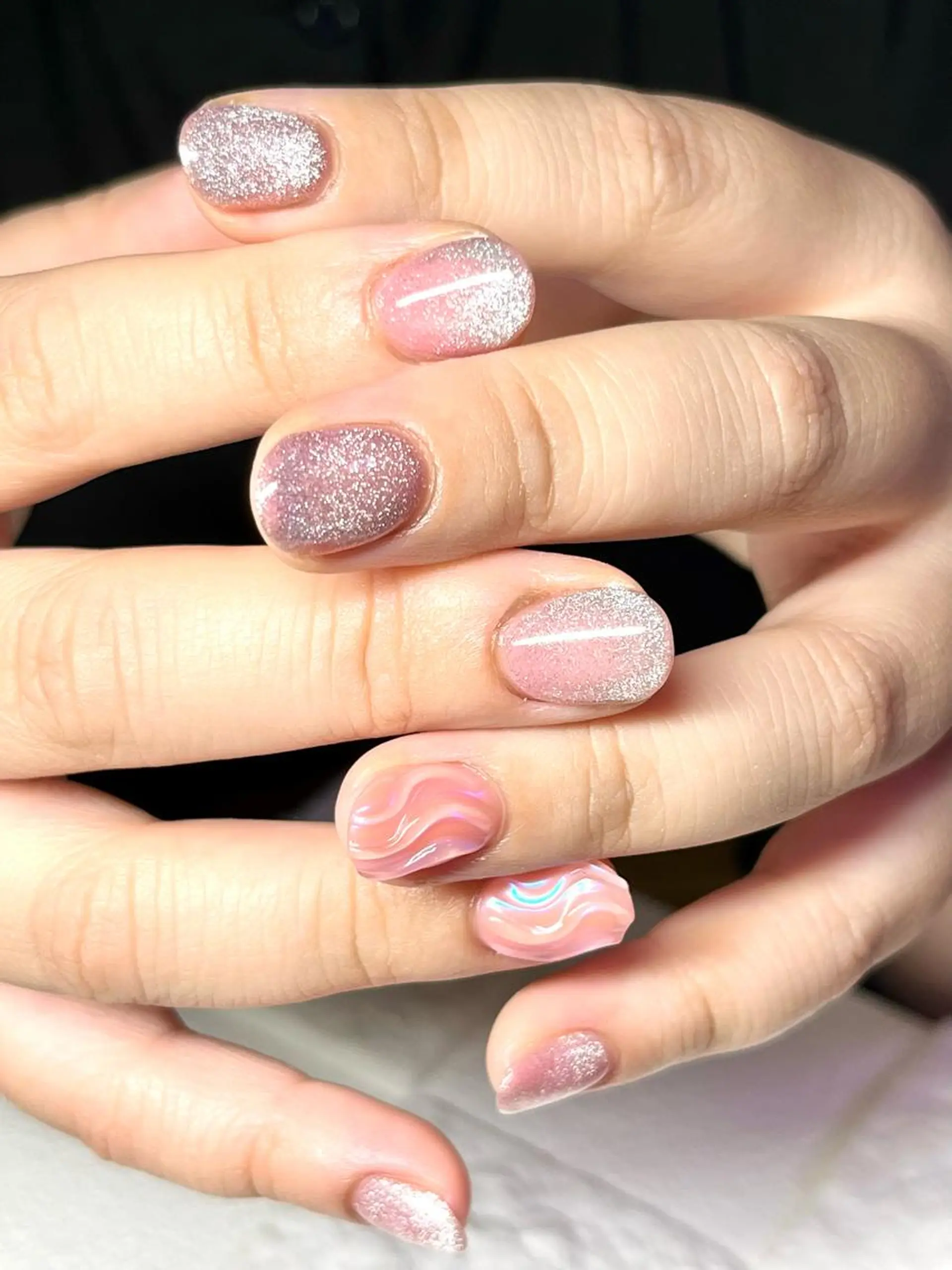 ショート ネイル マグネットネイル ハンドネイル まり りぃ〜んのネイルデザイン