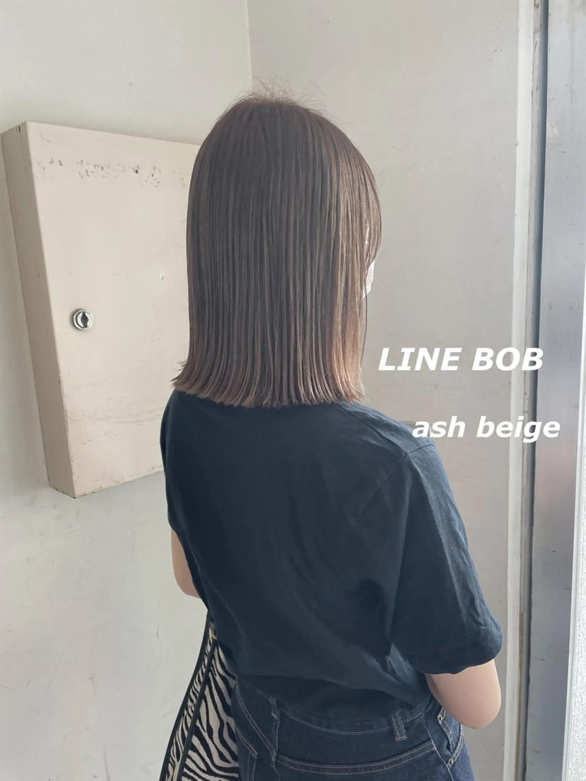 ミディアム カラー 切りっぱなしボブ アッシュ ベージュカラー ボブ カット ヘアカラー トリートメント 切りっぱなしボブ ソノキユウカのヘアスタイル