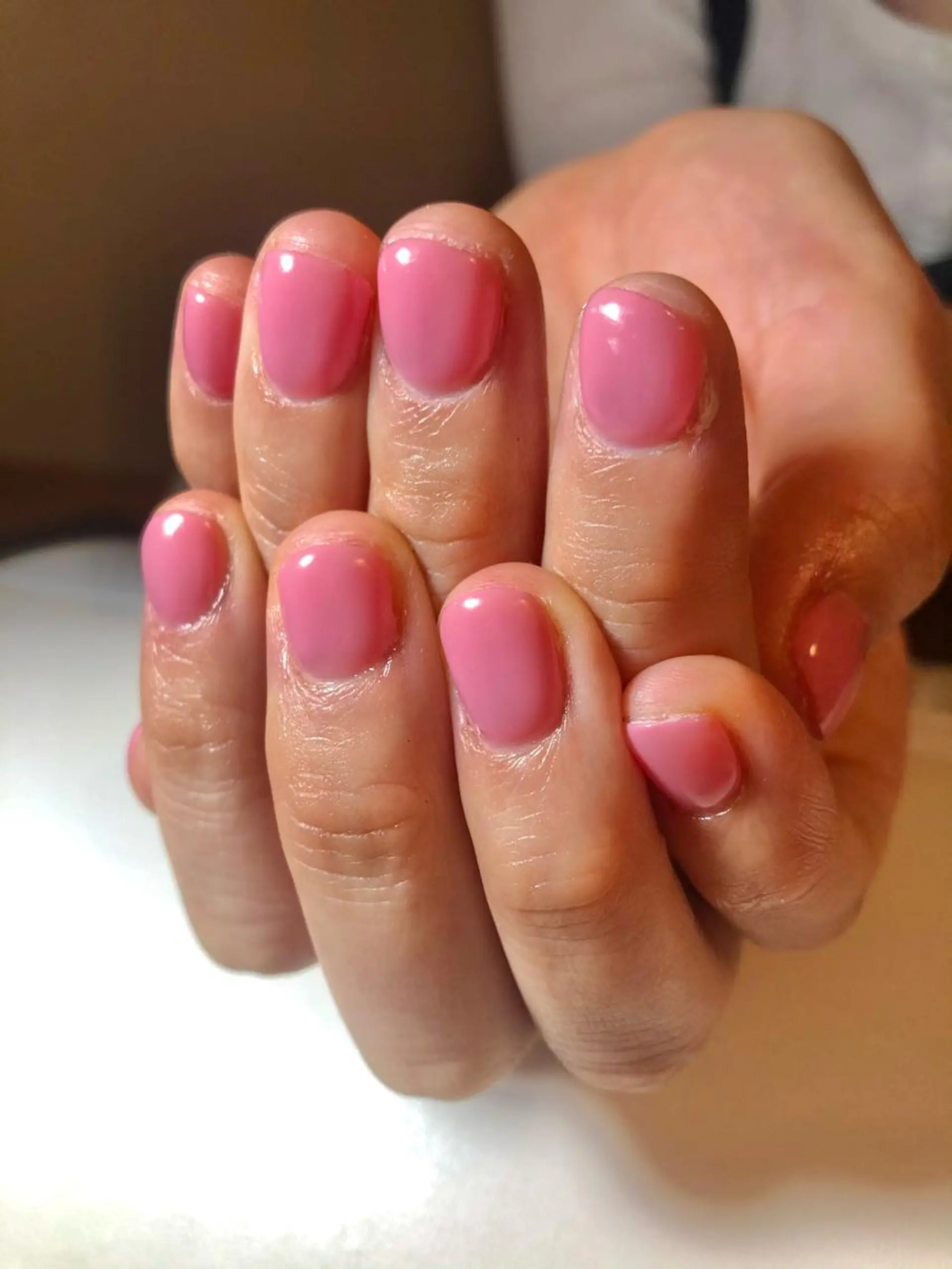 キッズ ネイル ワンカラーネイル ピンク ぷっくりネイル ショートネイル ハンドネイル おうちネイルサロン RINAのその他イメージ