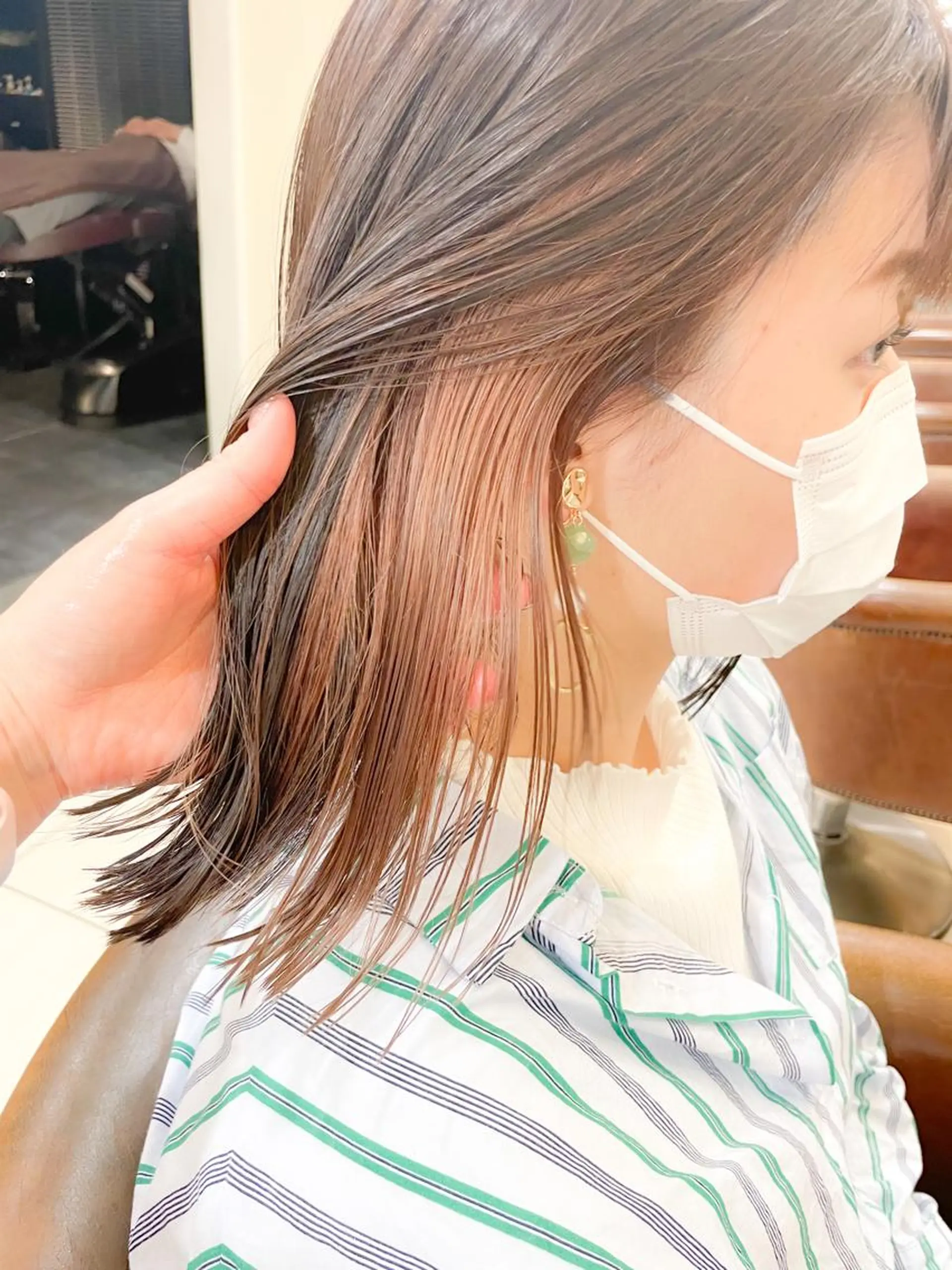 ミディアム カラー ベージュカラー インナーカラー 切りっぱなしロブ ヘアカラー ✨カラー支持No.1 🧸ワキ カナコ🧸のヘアスタイル