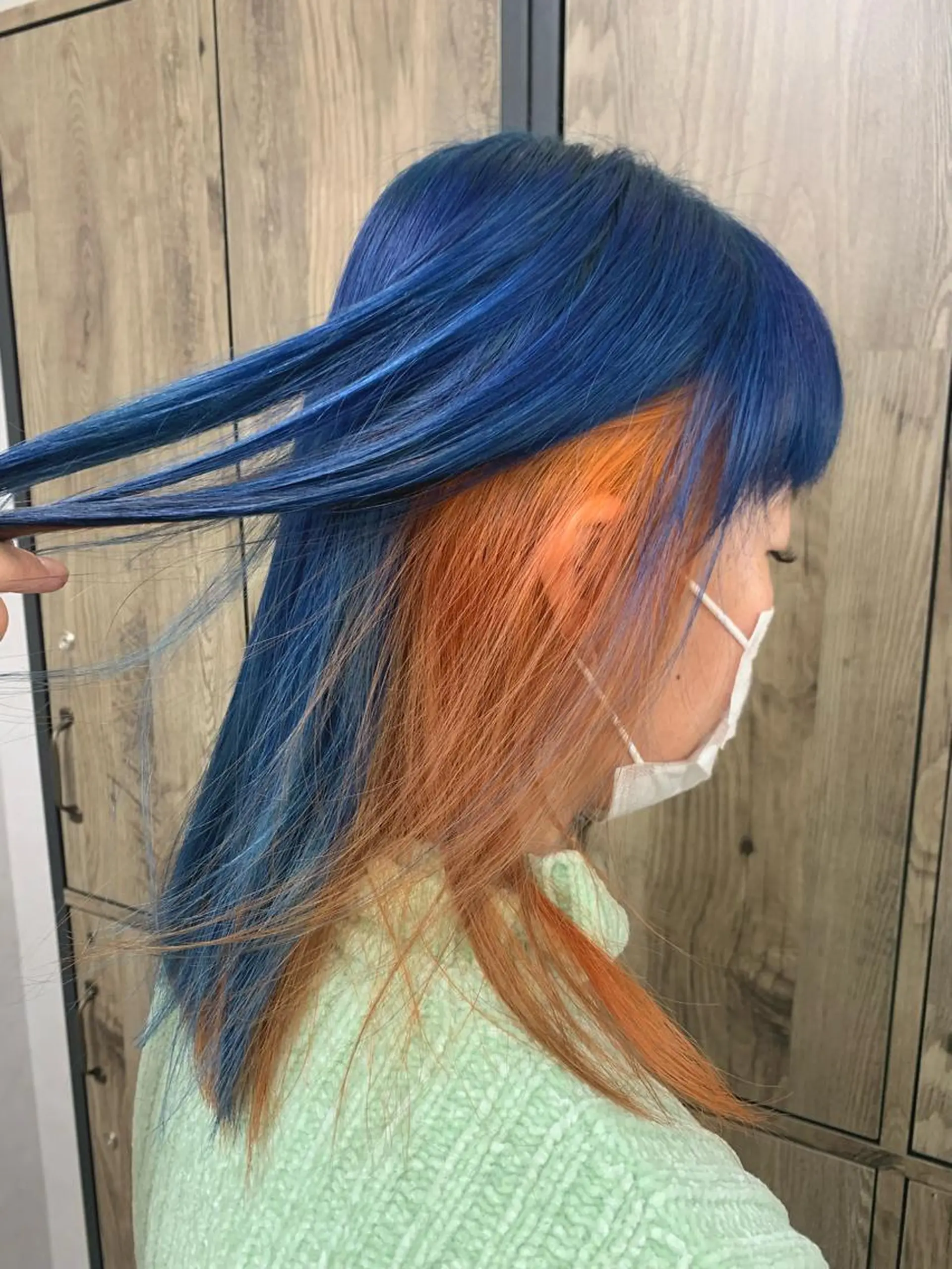 カラー ブリーチ ブルーカラー ケアブリーチ オレンジ 🌷かわばた めい🌷のヘアスタイル