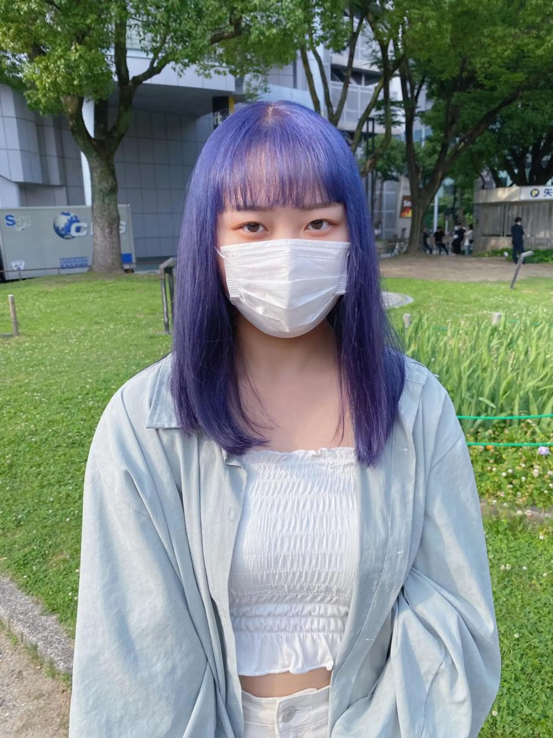 ミディアム カラー ブルーカラー ブルーラベンダー ラベンダーカラー シルバー 鈴木/ニュアンス パーマ/メンズのヘアスタイル