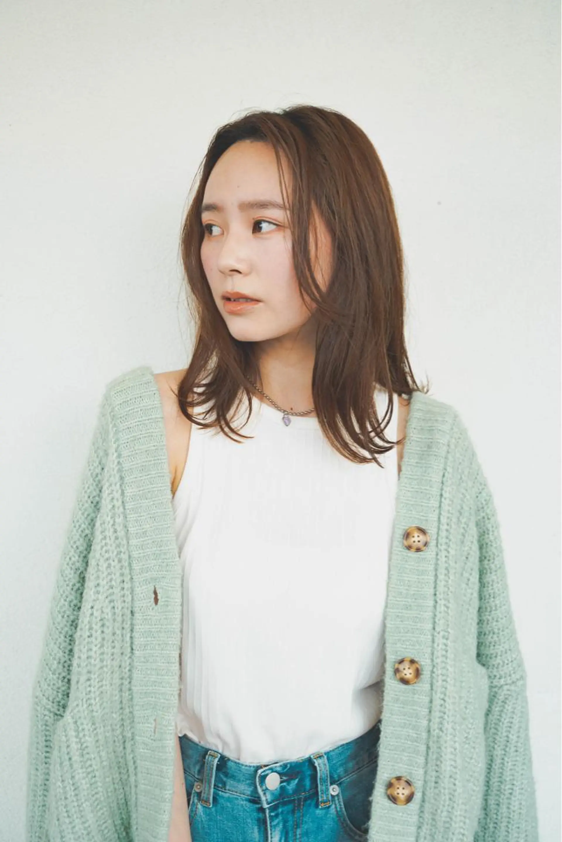 ミディアム 柳下 涼のヘアスタイル