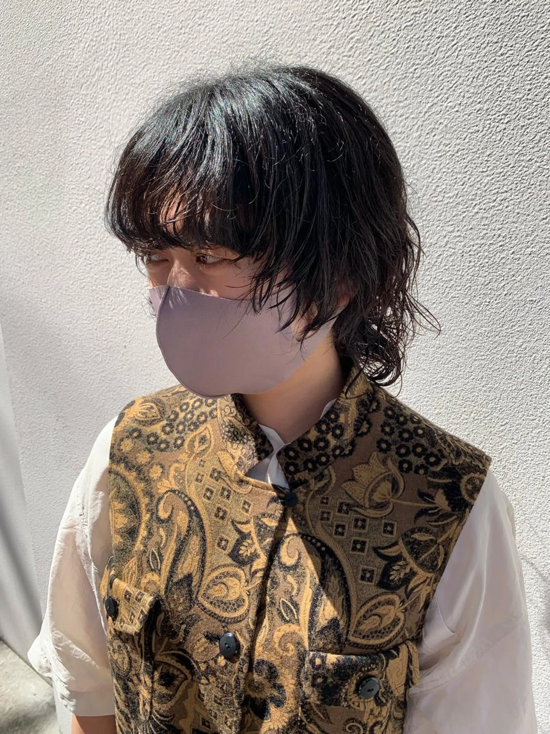 ミディアム ブリーチ/ウルフ ハッシュカット/石山のヘアスタイル