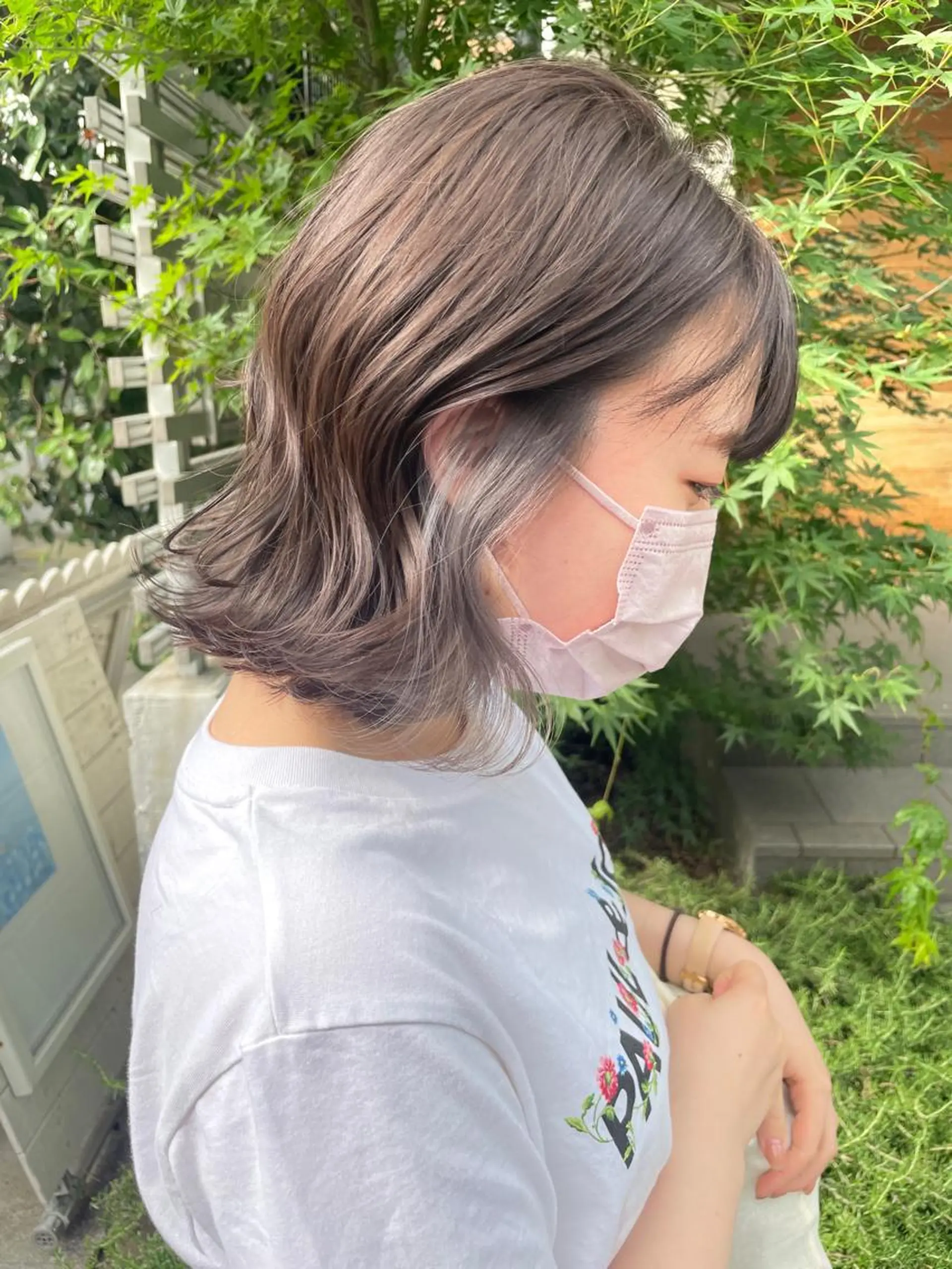 ミディアム カラー ヘアカラー トリートメント 顔周りカット× 髪質改善【リョウ】のヘアスタイル