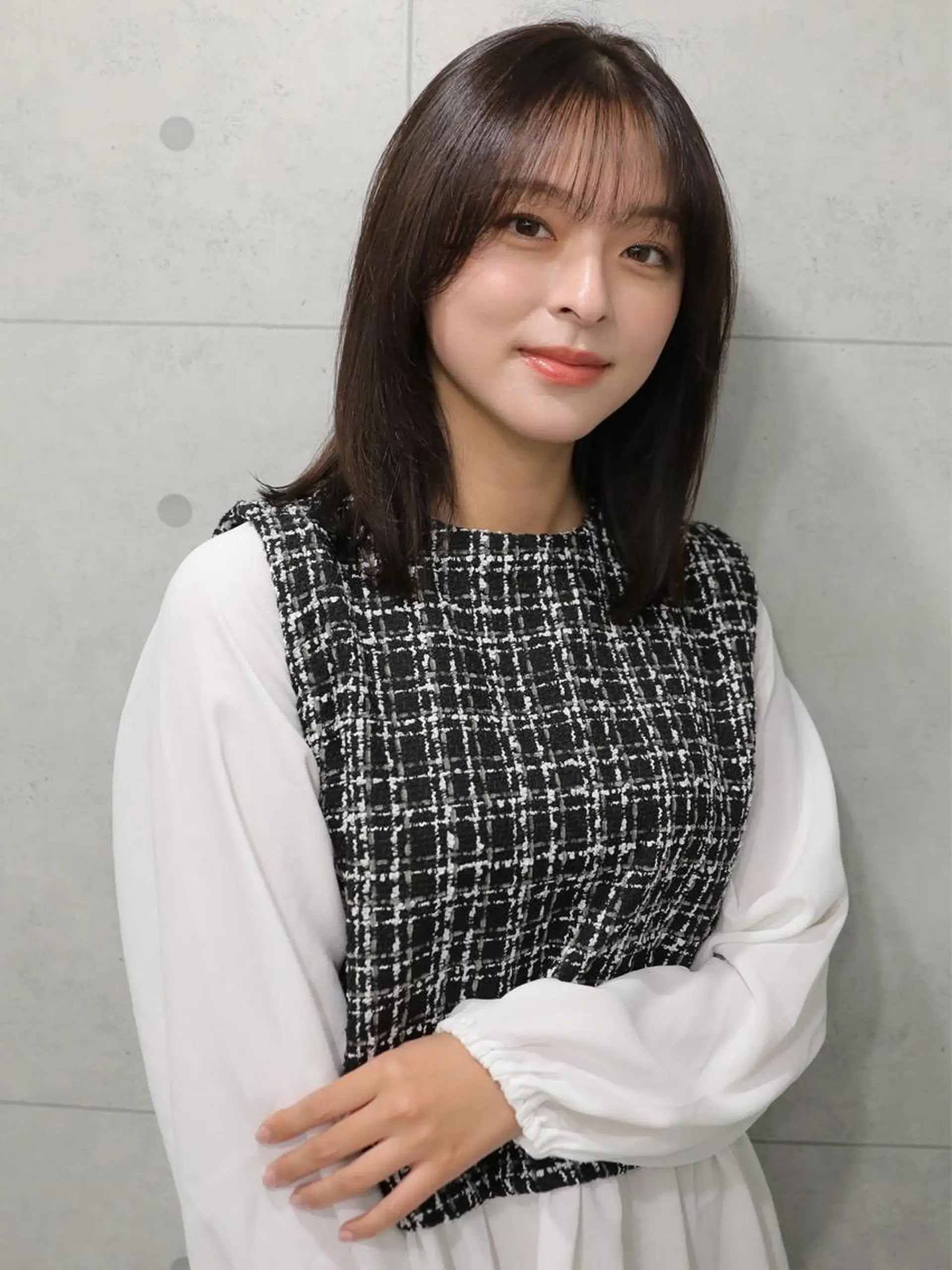 ミディアム ハイライト 髪質改善 小顔カット Endearing 銀座/レイヤーカットのヘアスタイル