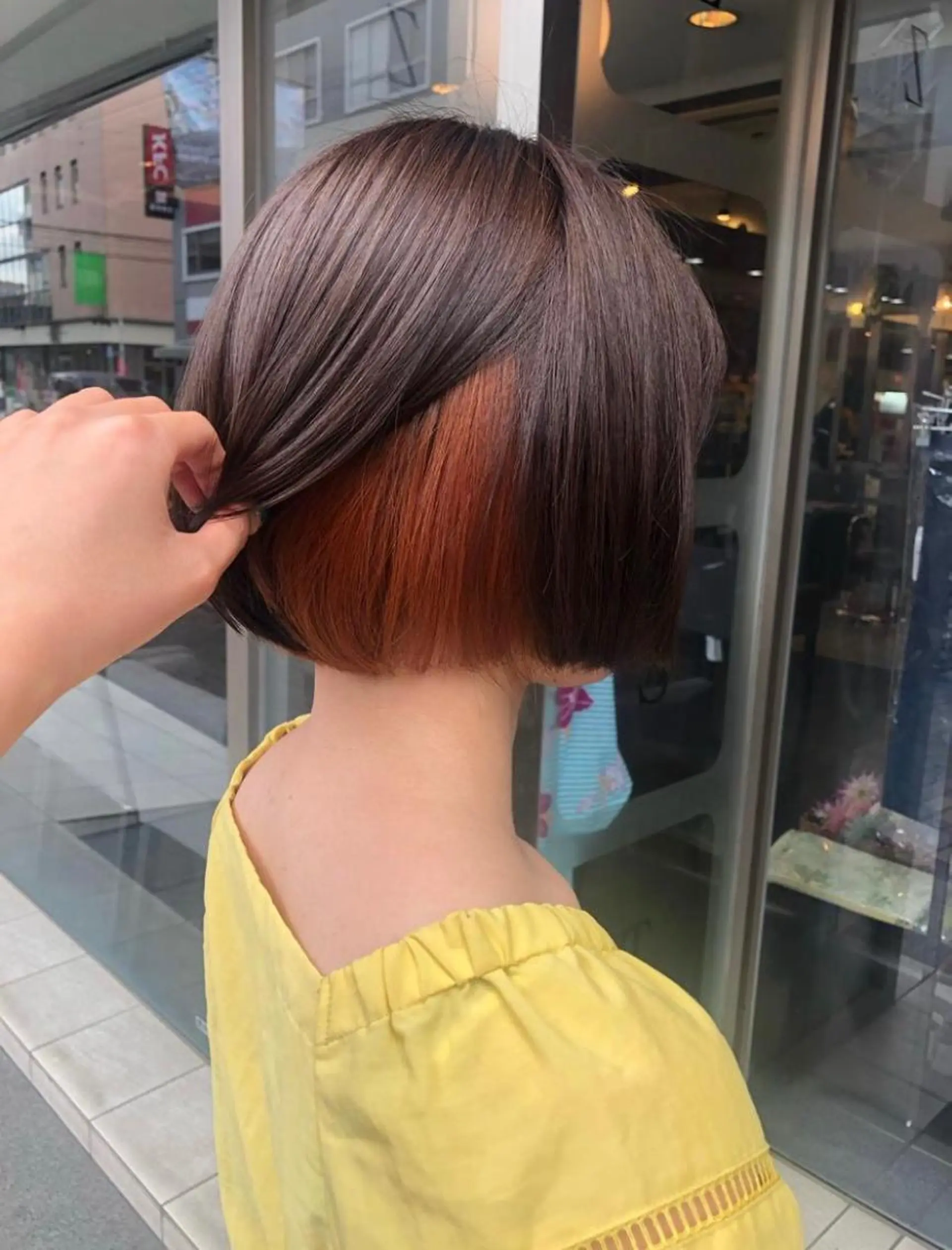 ショート カラー ブリーチ インナーカラー オレンジ Kimura Miyukiのマツエク・マツパデザイン