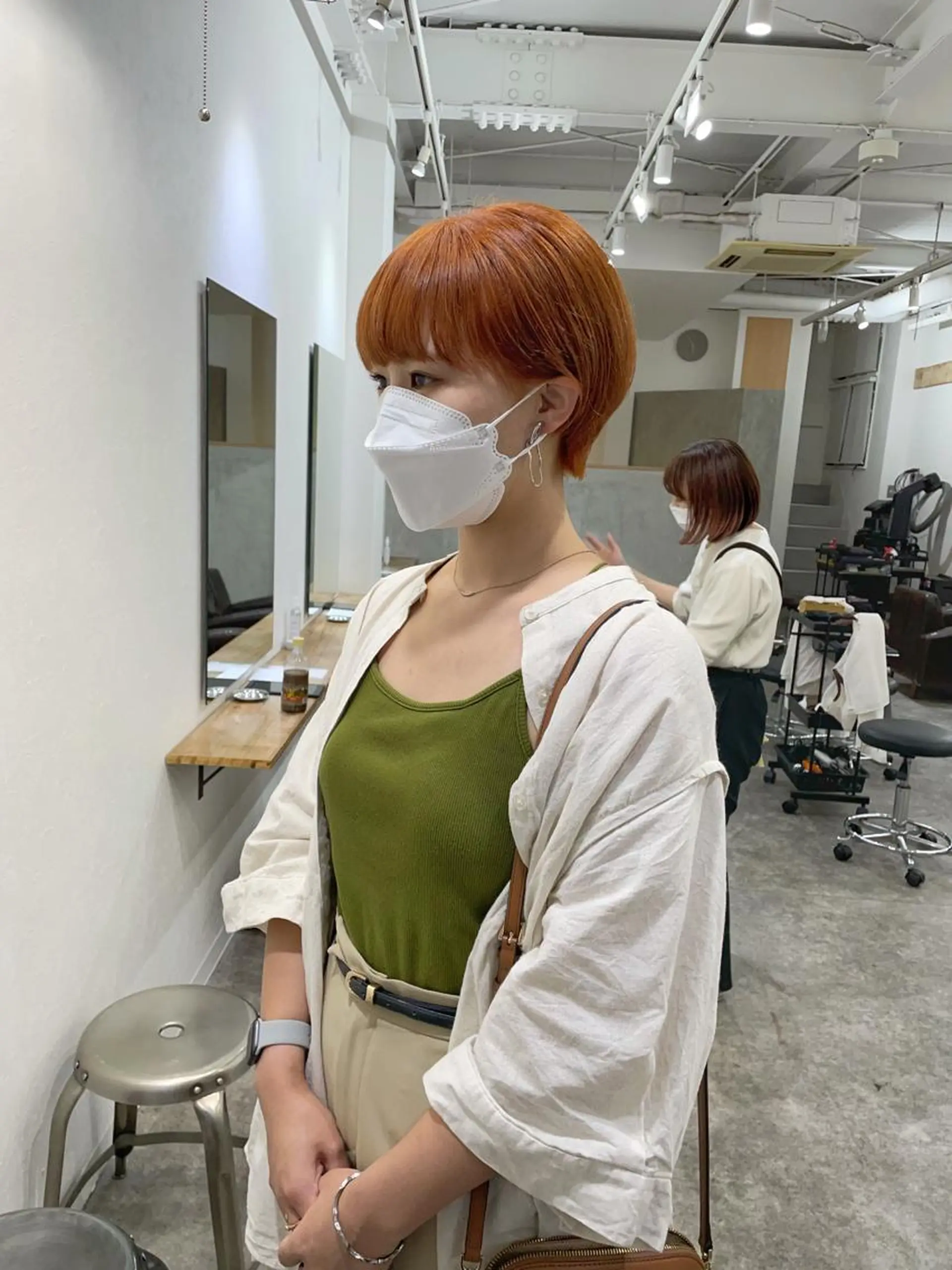 ショート カラー ブリーチ オレンジ ショートヘア カット ヘアカラー トリートメント パーマ/透明感カラー /ボブ/吉田一生のヘアスタイル