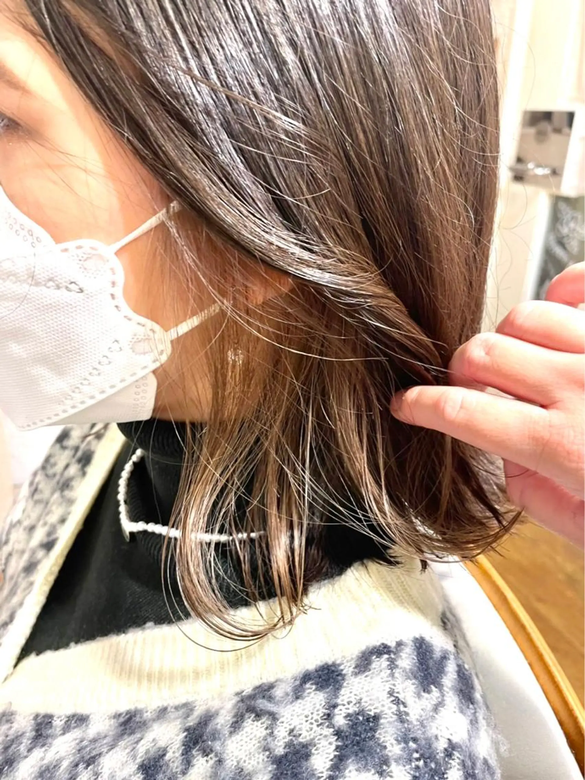 ミディアム カラー ミストバング イヤリングカラー  フェイスフレーミング グラデーションカラー Colk ☆のマツエク・マツパデザイン