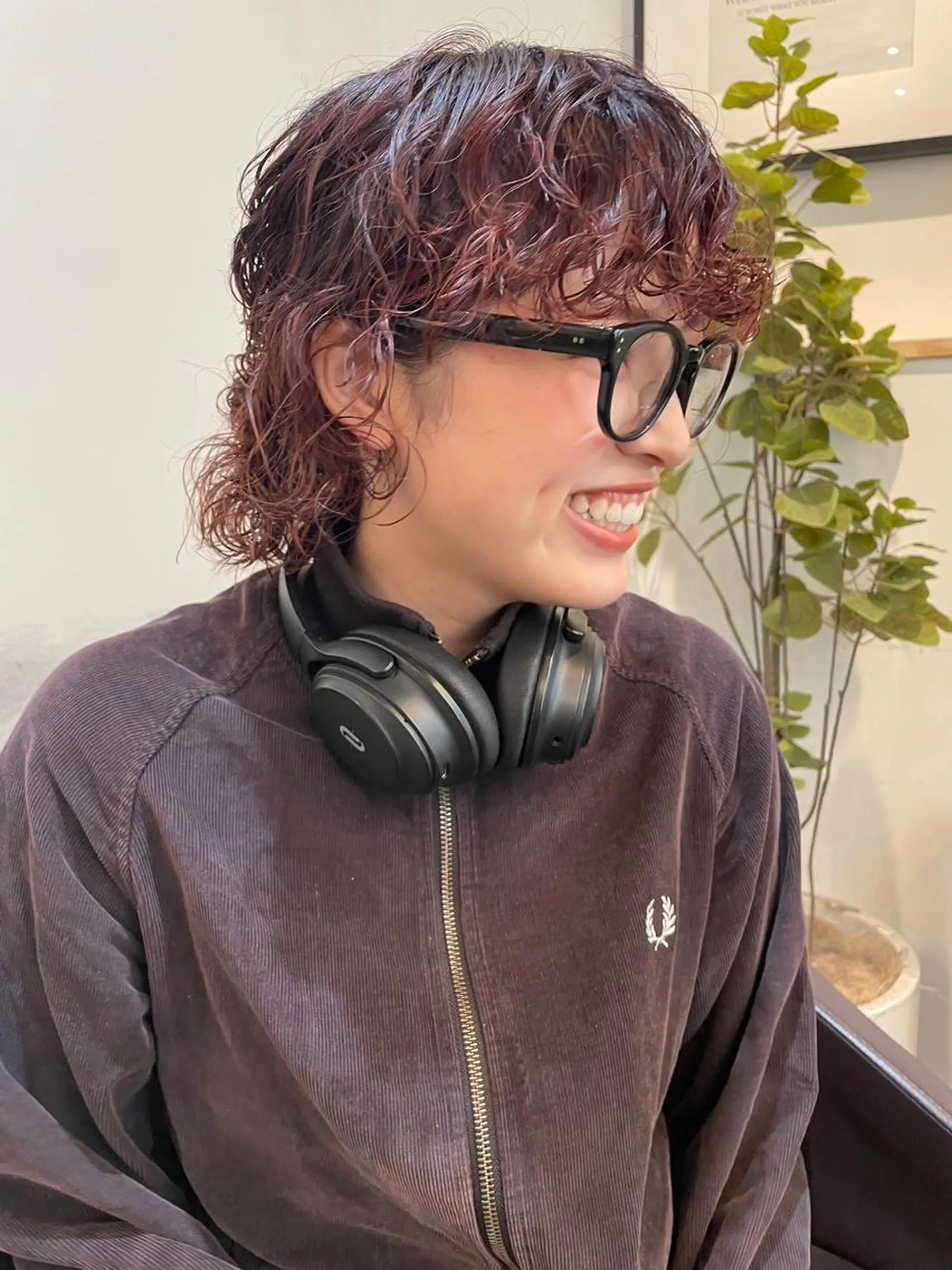 カラー パーマ ミディアム ショートボブ ミディアムパーマ アディクシーカラー ブリーチ ケアブリーチ カット ヘアカラー トリートメント CEINE＋ officialのヘアスタイル