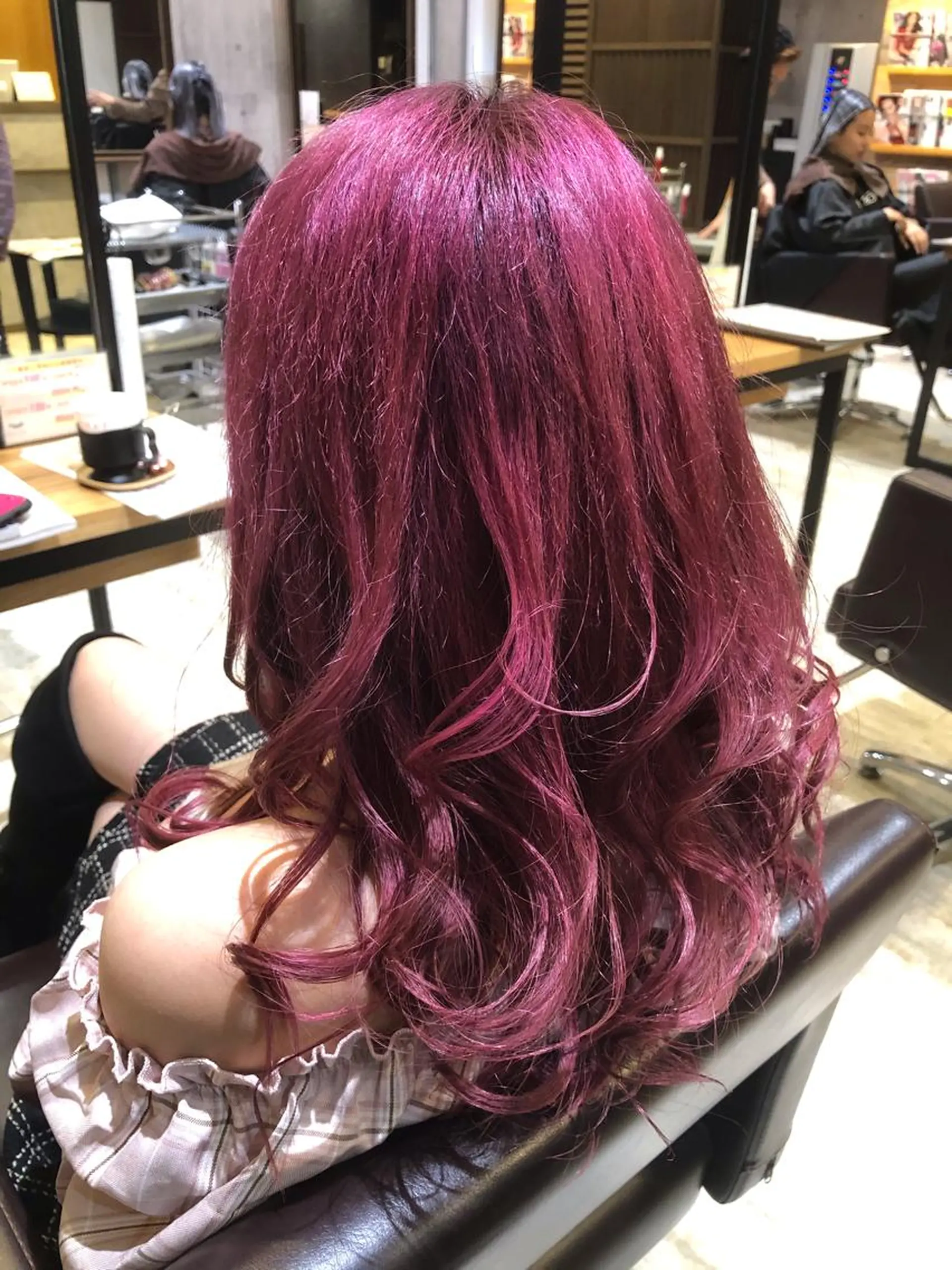 ロング カラー パーマ ヘアアレンジ メンズ キッズ ネイル マツエク・マツパ ピンクカラー カラーマツエク ピンク EnBlesS西宮 マンツーマン神道有基のヘアスタイル