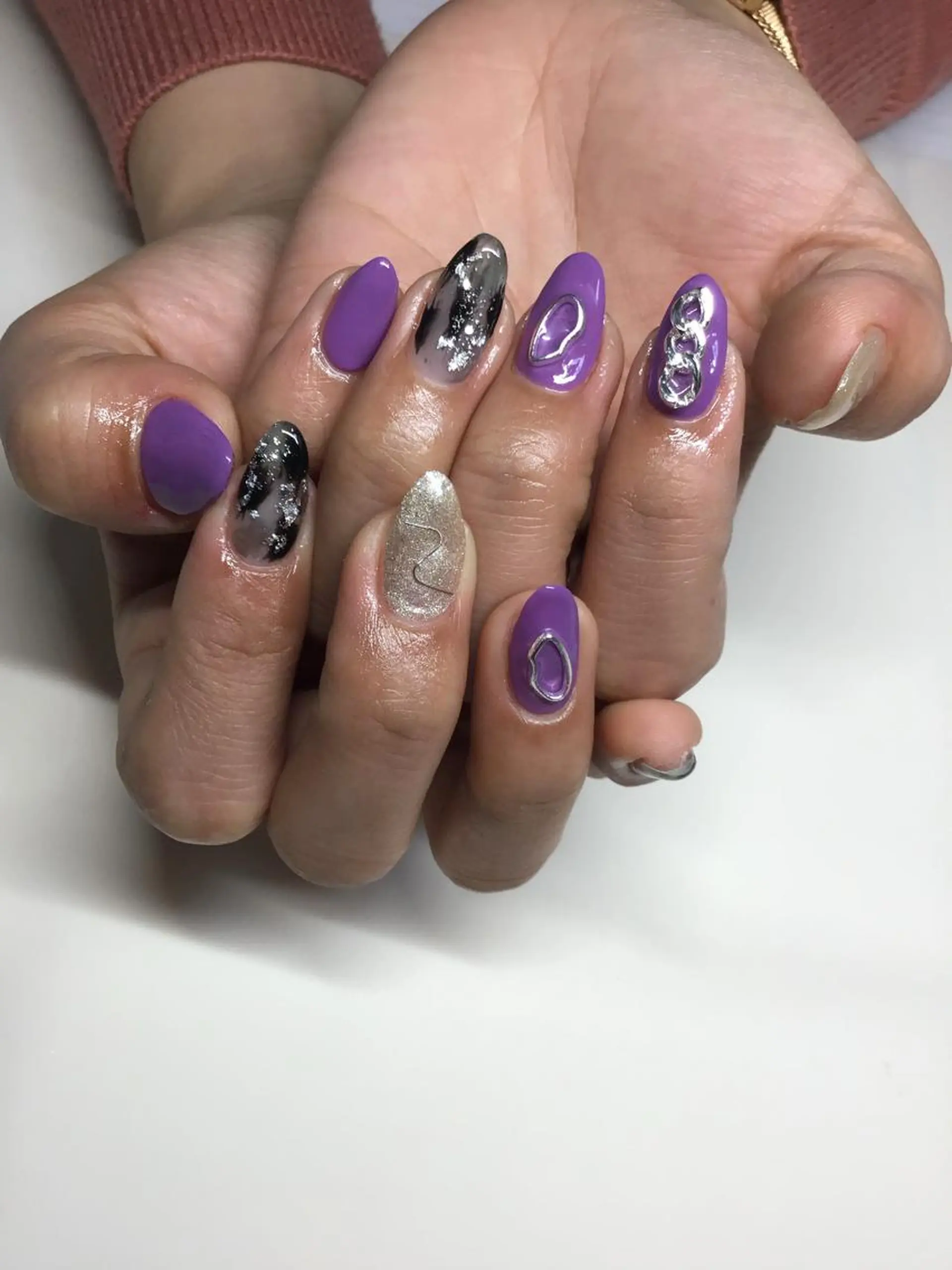 ロング カラー ネイル マツエク・マツパ 福田 加奈のネイルデザイン