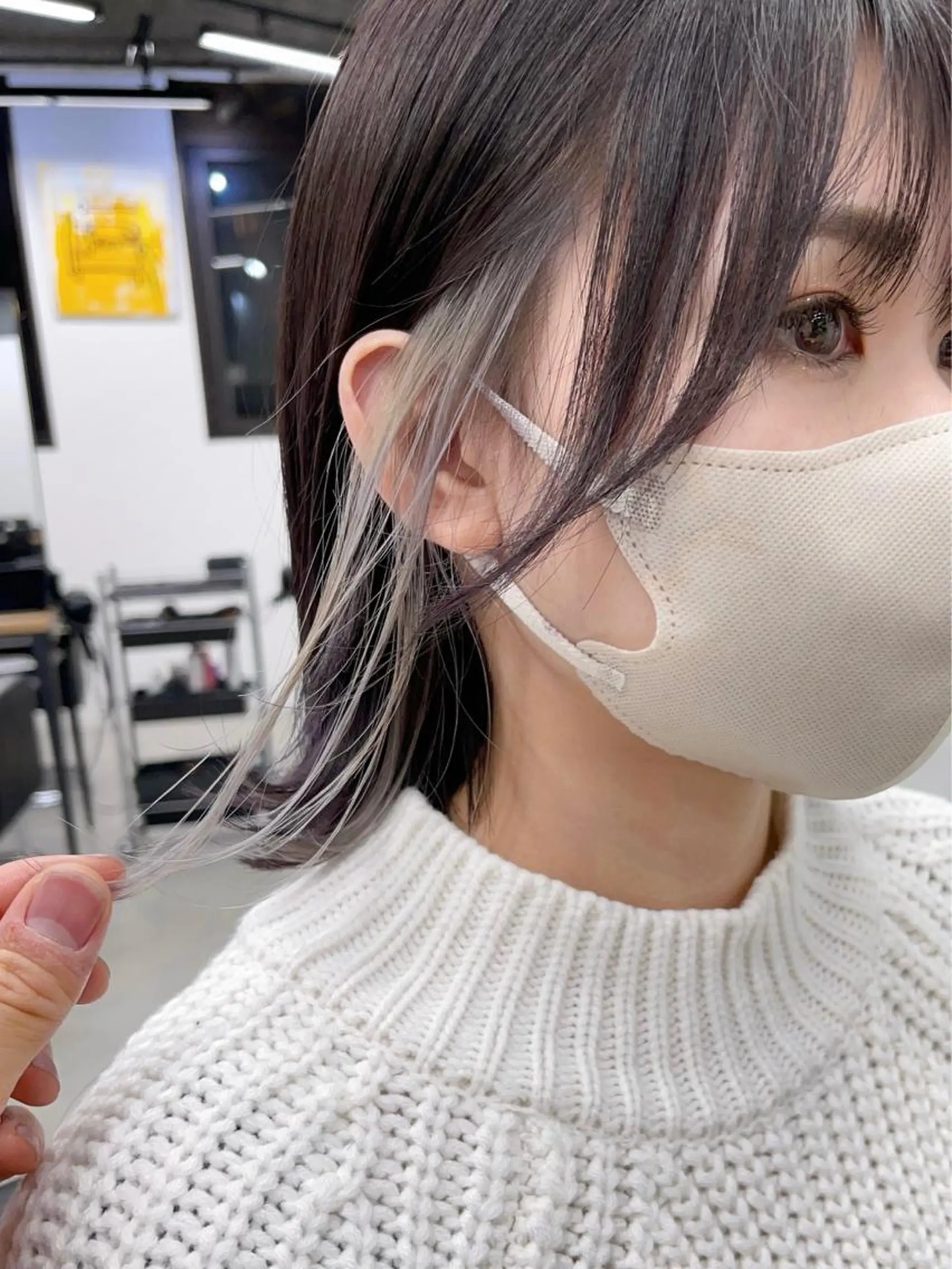 ミディアム カラー シルバー ブリーチダブルカラー 【koide】のヘアスタイル