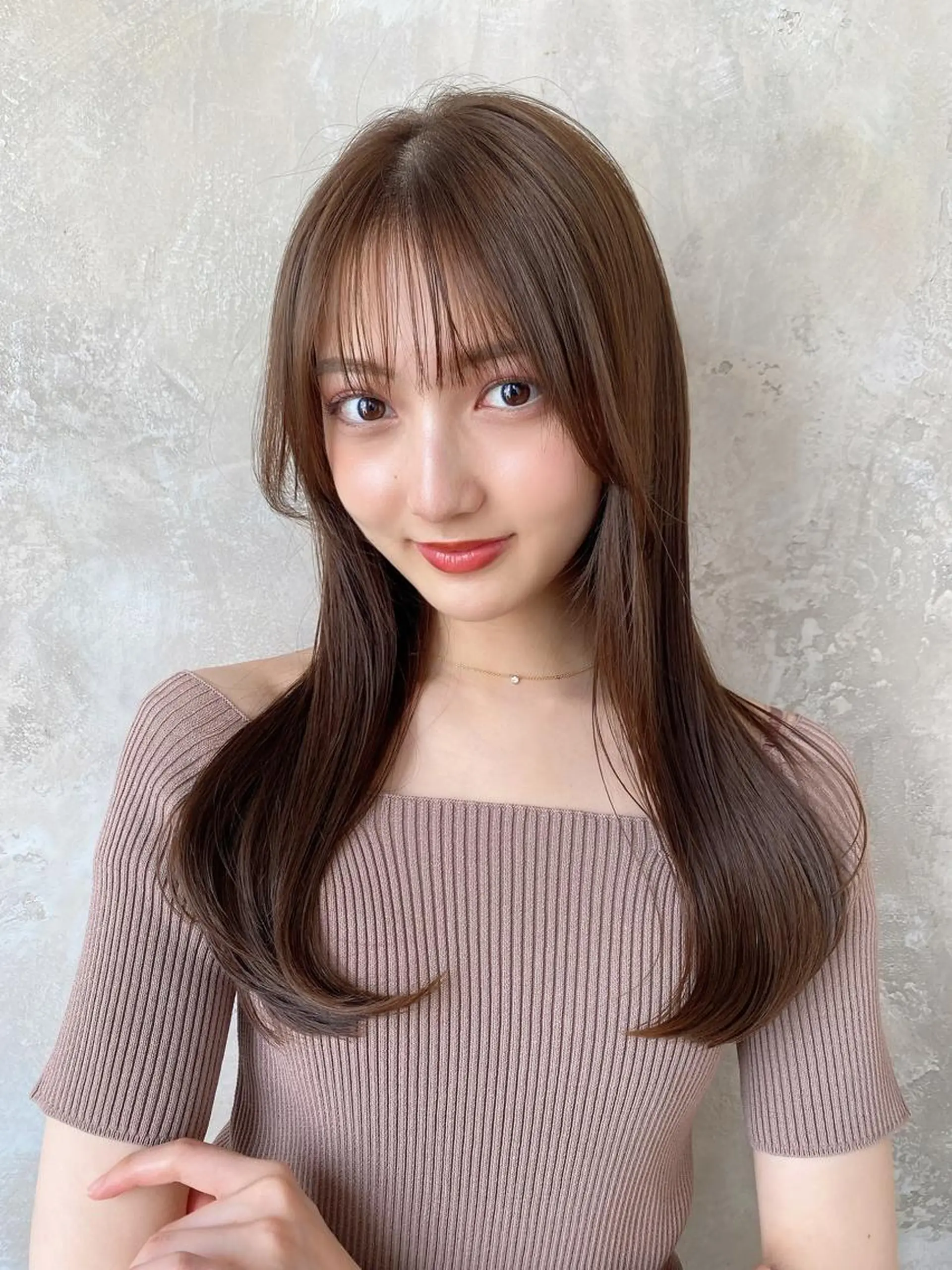 セミロング カラー パーマ セミロングパーマ ベージュカラー ブラウンカラー ブラウンベージュ 髪質改善 顔周り/くびれヘア 韓国ヘア💕風間るなのヘアスタイル