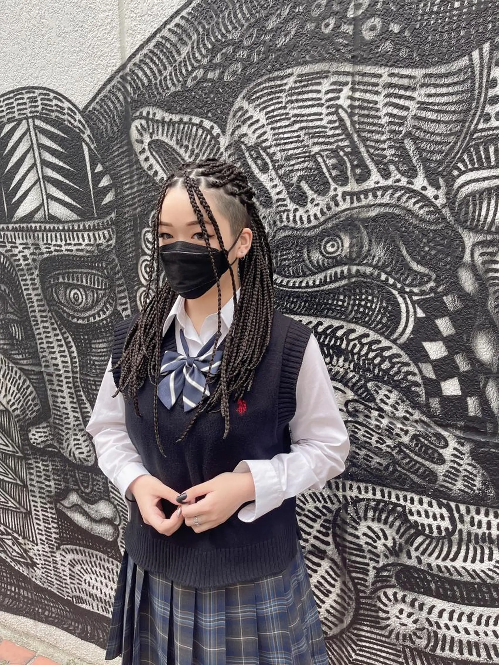 ロング カラー ヘアアレンジ レッドカラー 🌈派手髪エクステ ブレイズ🌈ひろとのヘアスタイル