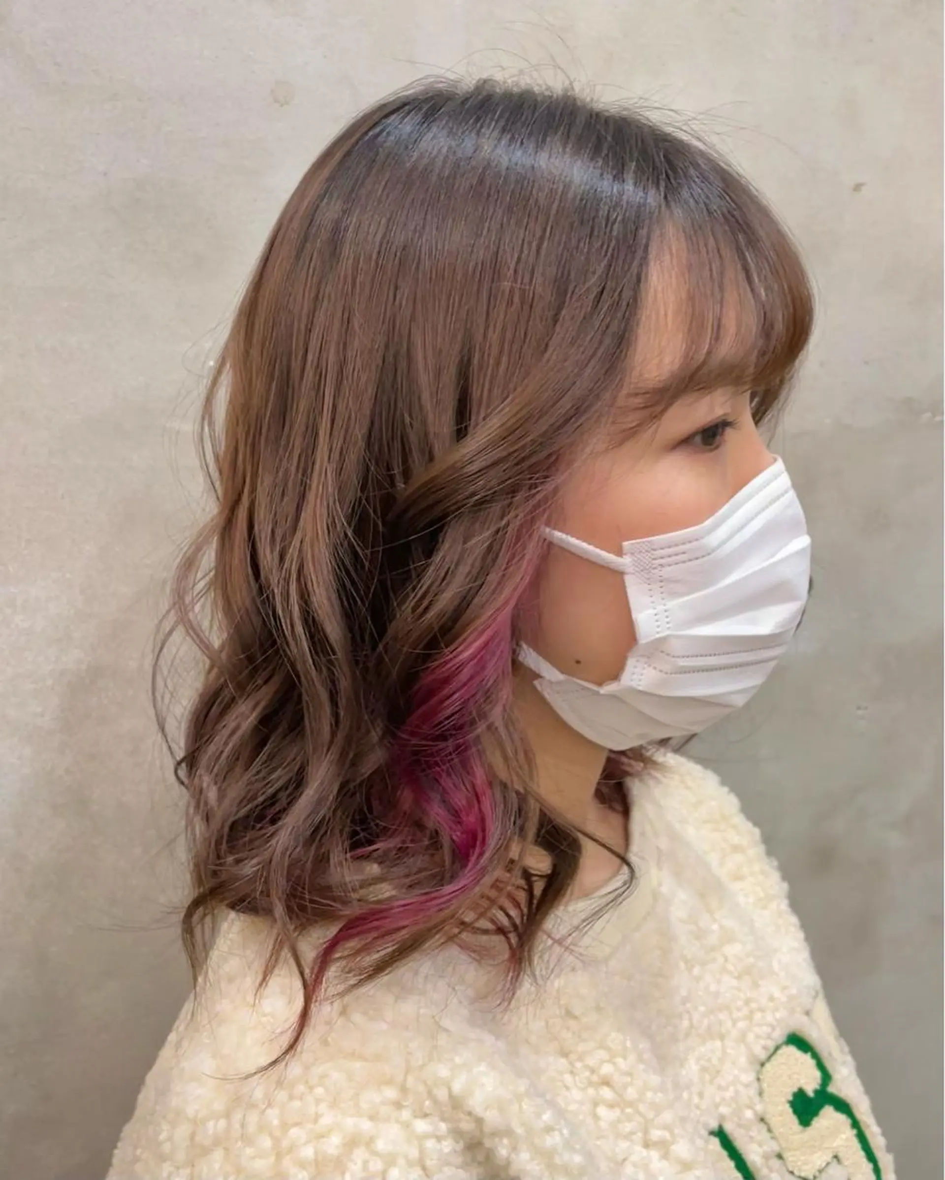 ミディアム カラー ヘアアレンジ ヘアカラー トリートメント 【ピンク/韓国ヘア/ ヘアセット】亜海のヘアスタイル