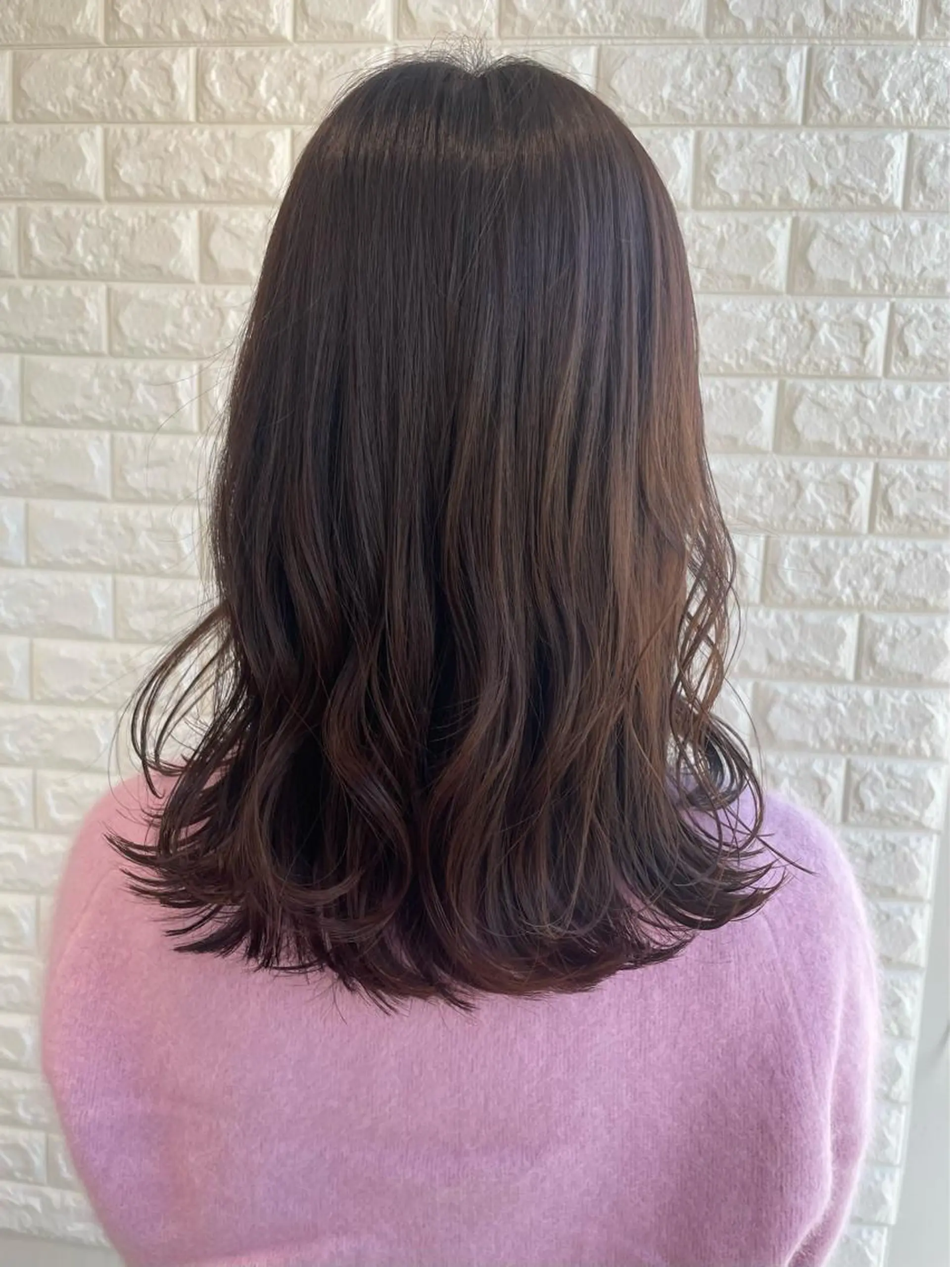 ミディアム カラー カット ヘアカラー トリートメント 山口 莉奈のヘアスタイル
