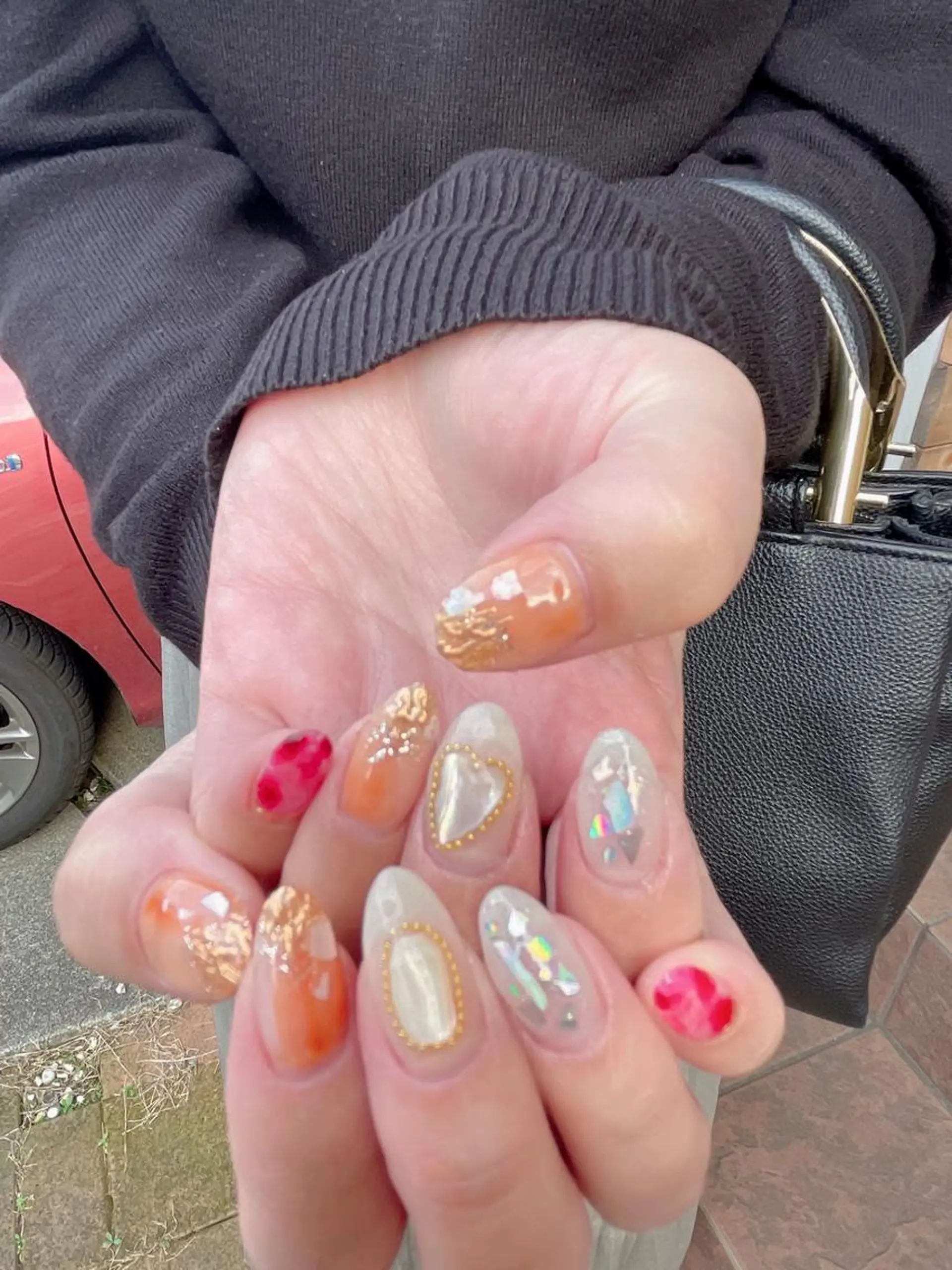 ネイル アートネイル ブルー ダブルフレンチ フレンチネイル ジェルネイル 森田(傅) 霞のネイルデザイン