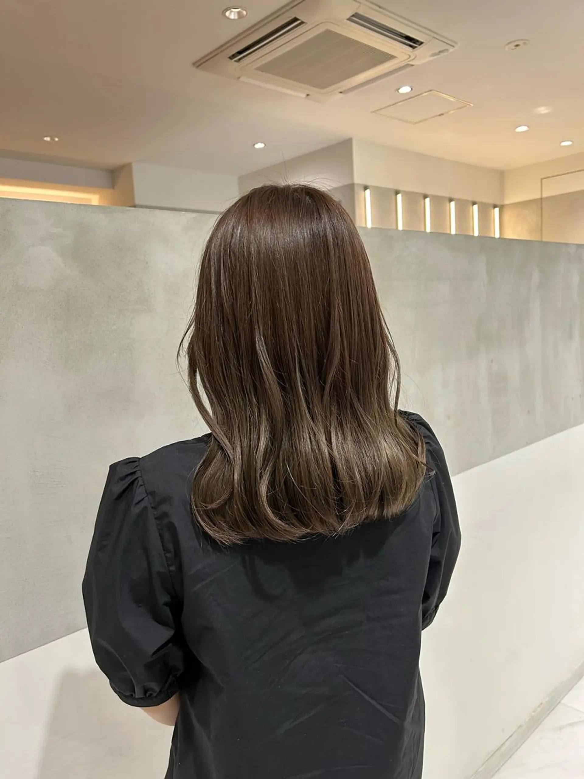 セミロング カラー グレージュ オリーブグレージュ オリーブグレー ヘアカラー トリートメント ヘアセット ナチュラル/韓国💎 haruka 💎のヘアスタイル