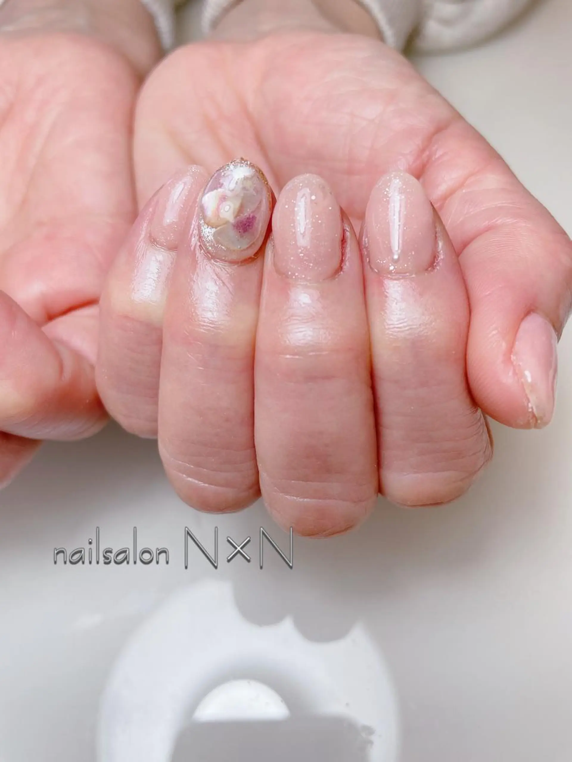 ネイル キラキラネイル ニュアンスネイル ピンク ぷっくりネイル nail salon N×Nのネイルデザイン