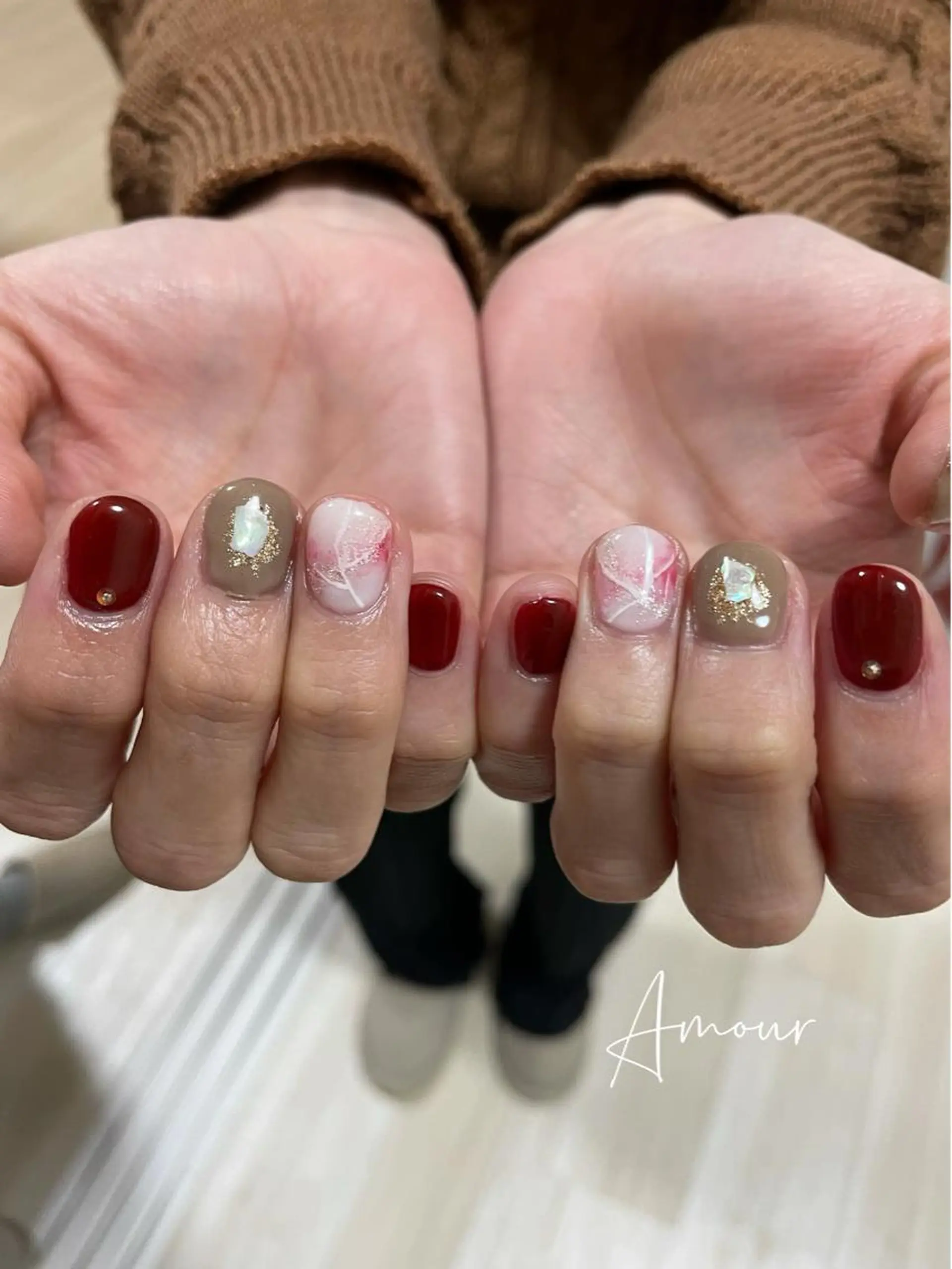 ネイル ボルドー 持ち込み Nail Salon Amourのネイルデザイン